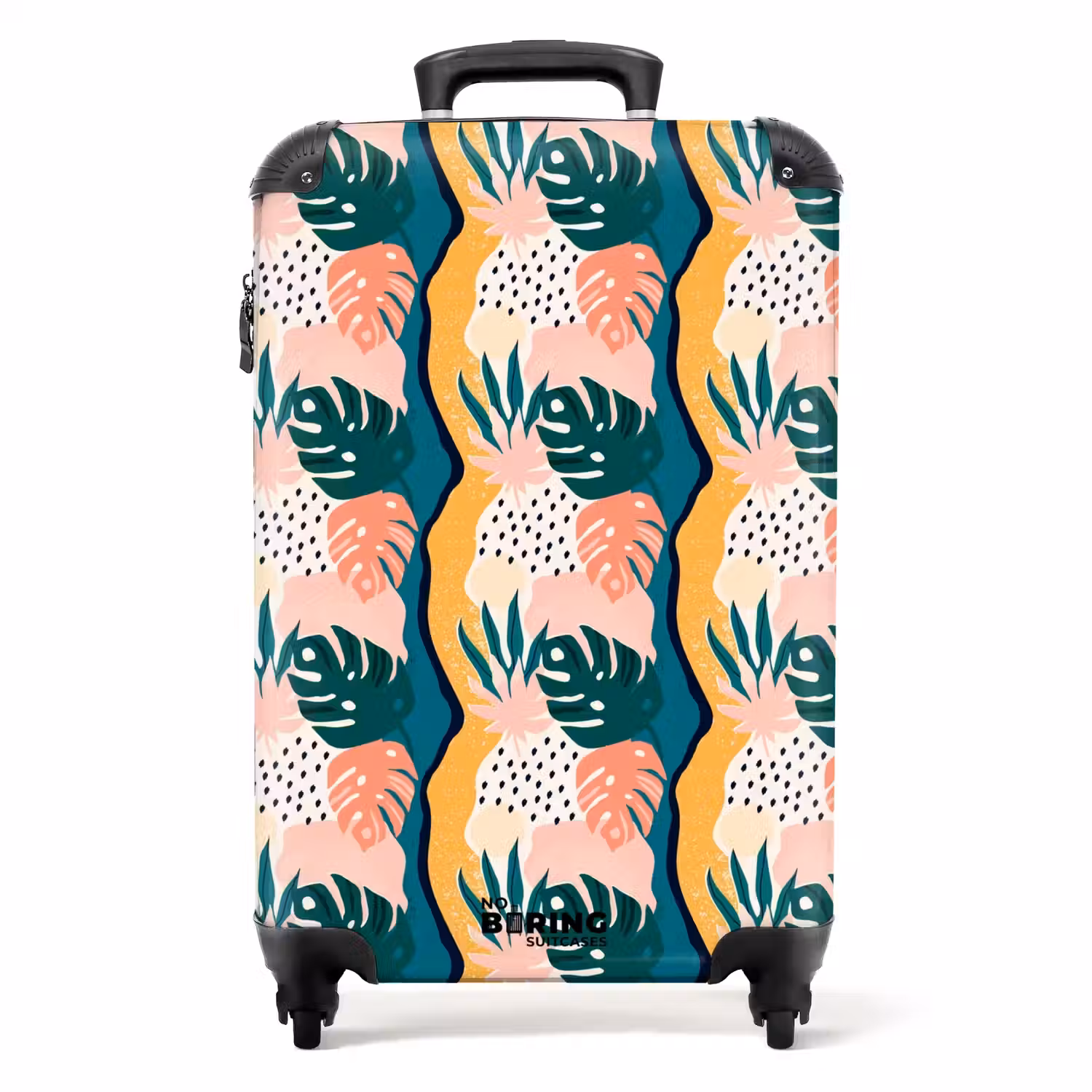 Monstera bladeren in diverse kleuren NBS - Handbagage koffer - Volwassenen Unisex middel -productfoto_recht