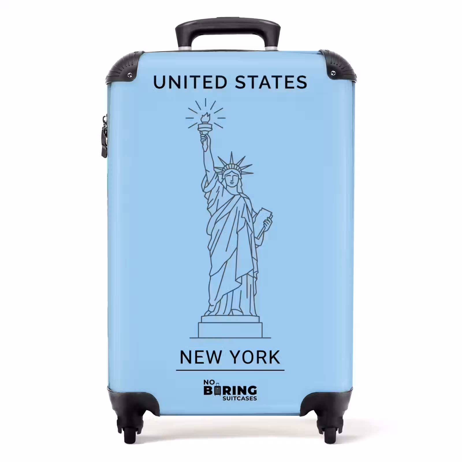 Koffer - Monument - Vrijheidsbeeld - New York - Minimalistisch - Blauw - Monument - Vrijheidsbeeld - New York - Minimalistisch - Blauw NBS - Handbagage koffer - Volwassenen Unisex middel