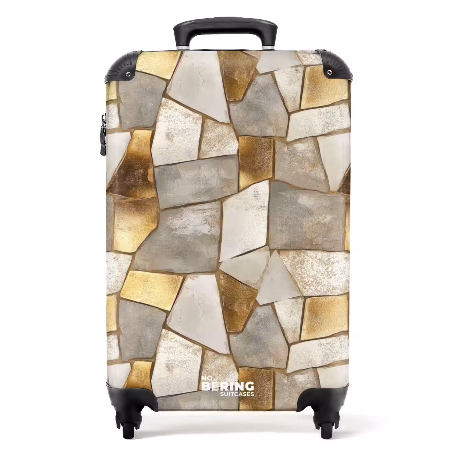 Mozaïek - Marmer - Goud NBS - Handbagage koffer - Volwassenen Unisex middel -productfoto_recht