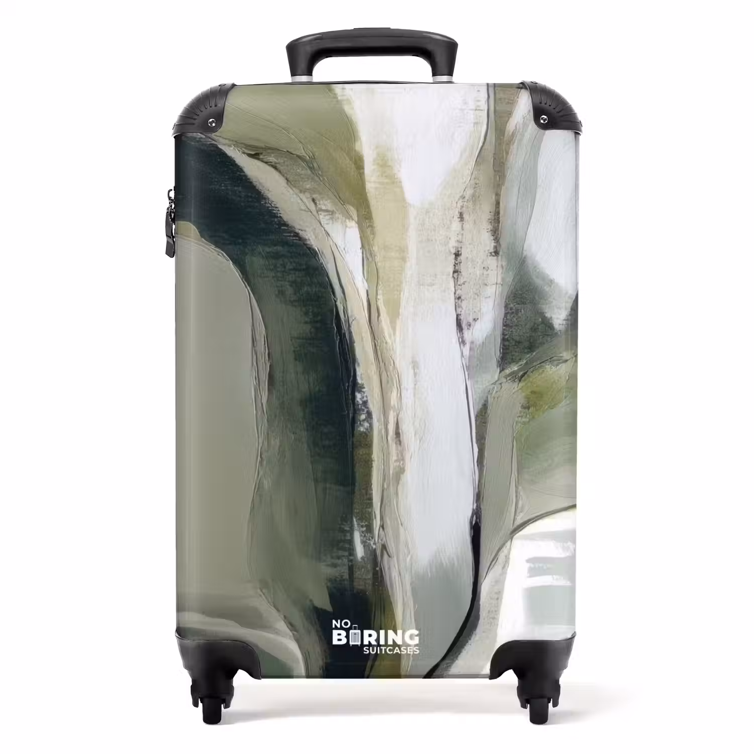 Natuur - Abstract - Groen - Penseelstreken NBS - Handbagage koffer - Volwassenen Unisex middel -productfoto_recht