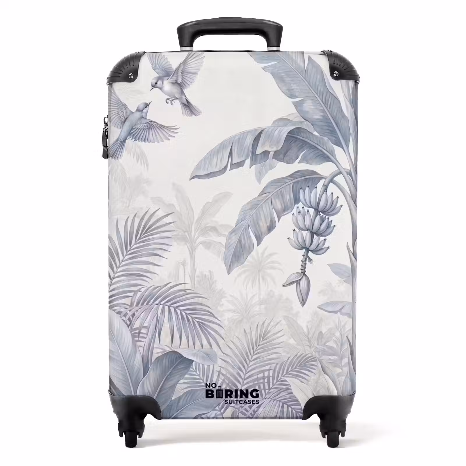 Koffer - Natuur - Vogel - Jungle - Illustratie - Blauw - Natuur - Vogel - Jungle - Illustratie - Blauw NBS - Handbagage koffer - Volwassenen Unisex middel