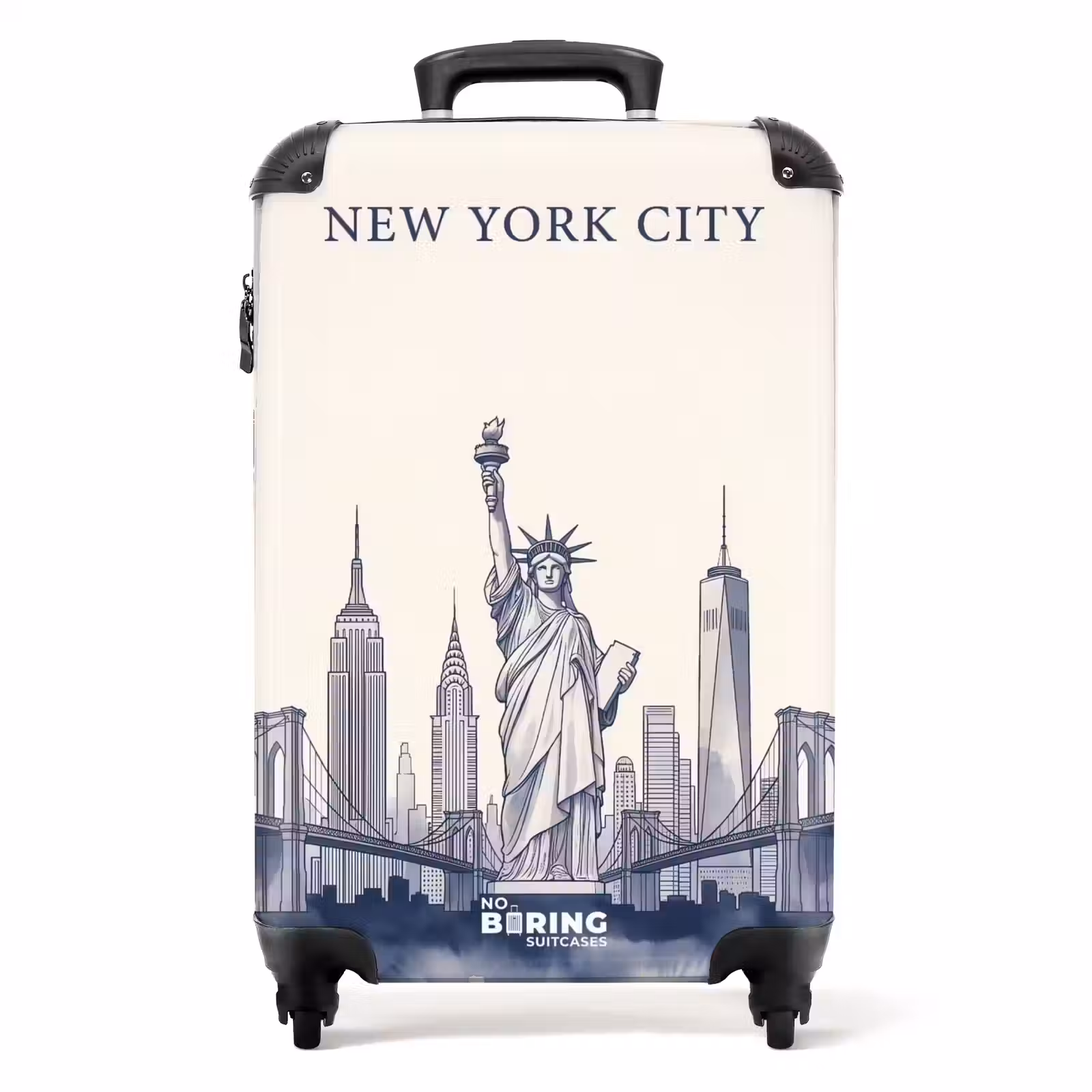 Koffer - New York - Vrijheidsbeeld - Skyline - Illustratie - Blauw - New York - Vrijheidsbeeld - Skyline - Illustratie - Blauw NBS - Handbagage koffer - Volwassenen Unisex middel