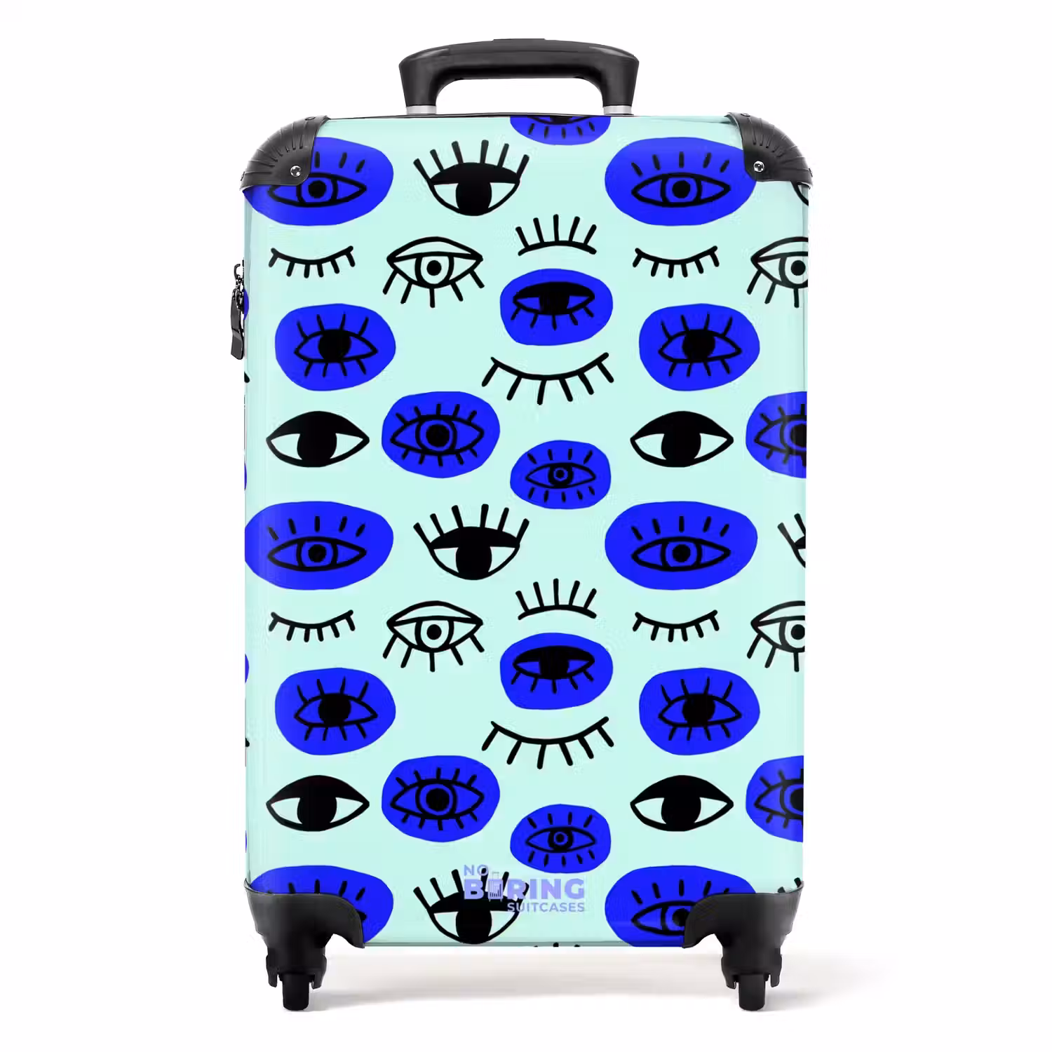 Ogenpatroon in blauw en zwart NBS - Handbagage koffer - Volwassenen Unisex middel -productfoto_recht