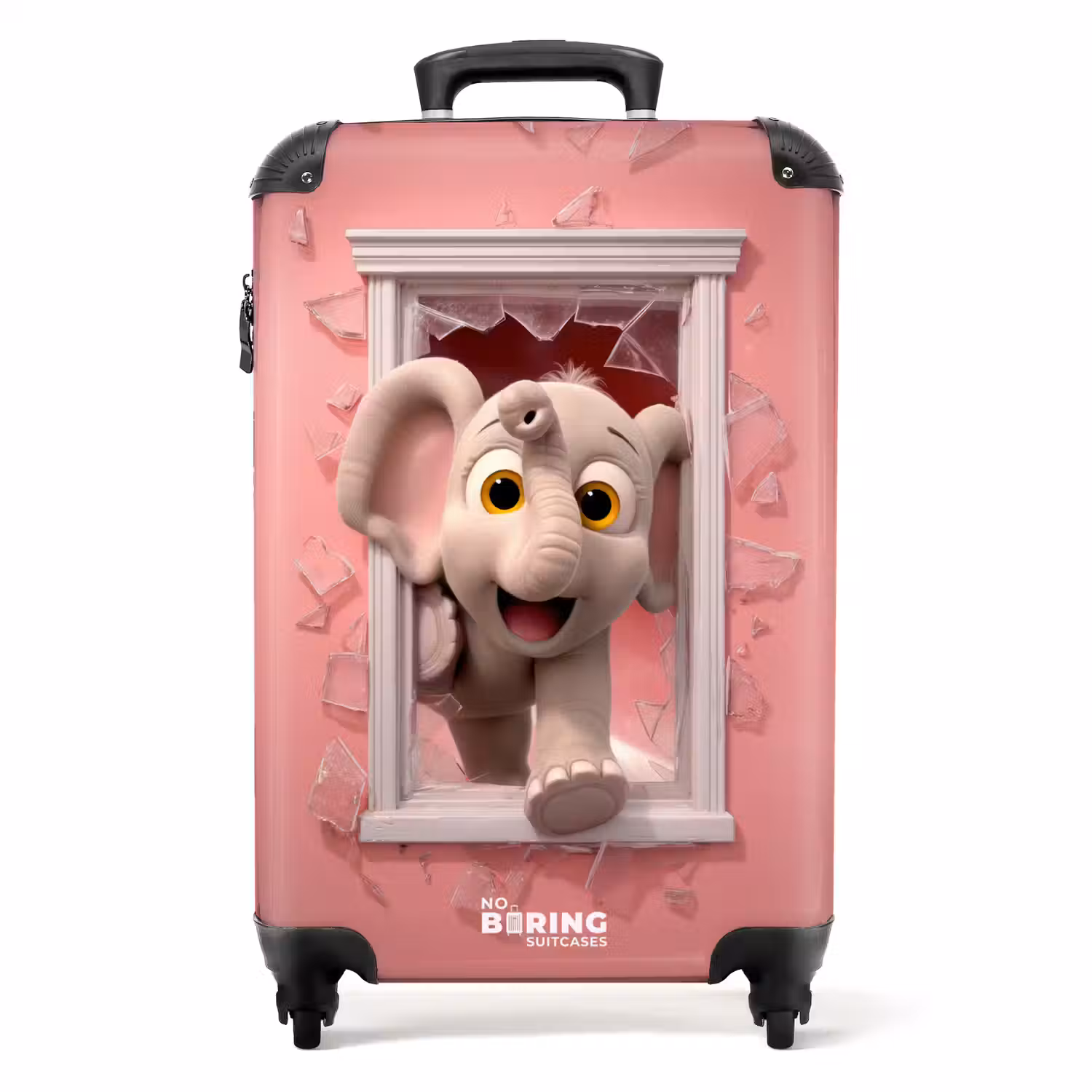 Olifant breekt door roze raam met glas NBS - Handbagage koffer - Kinderen Unisex middel -productfoto_recht