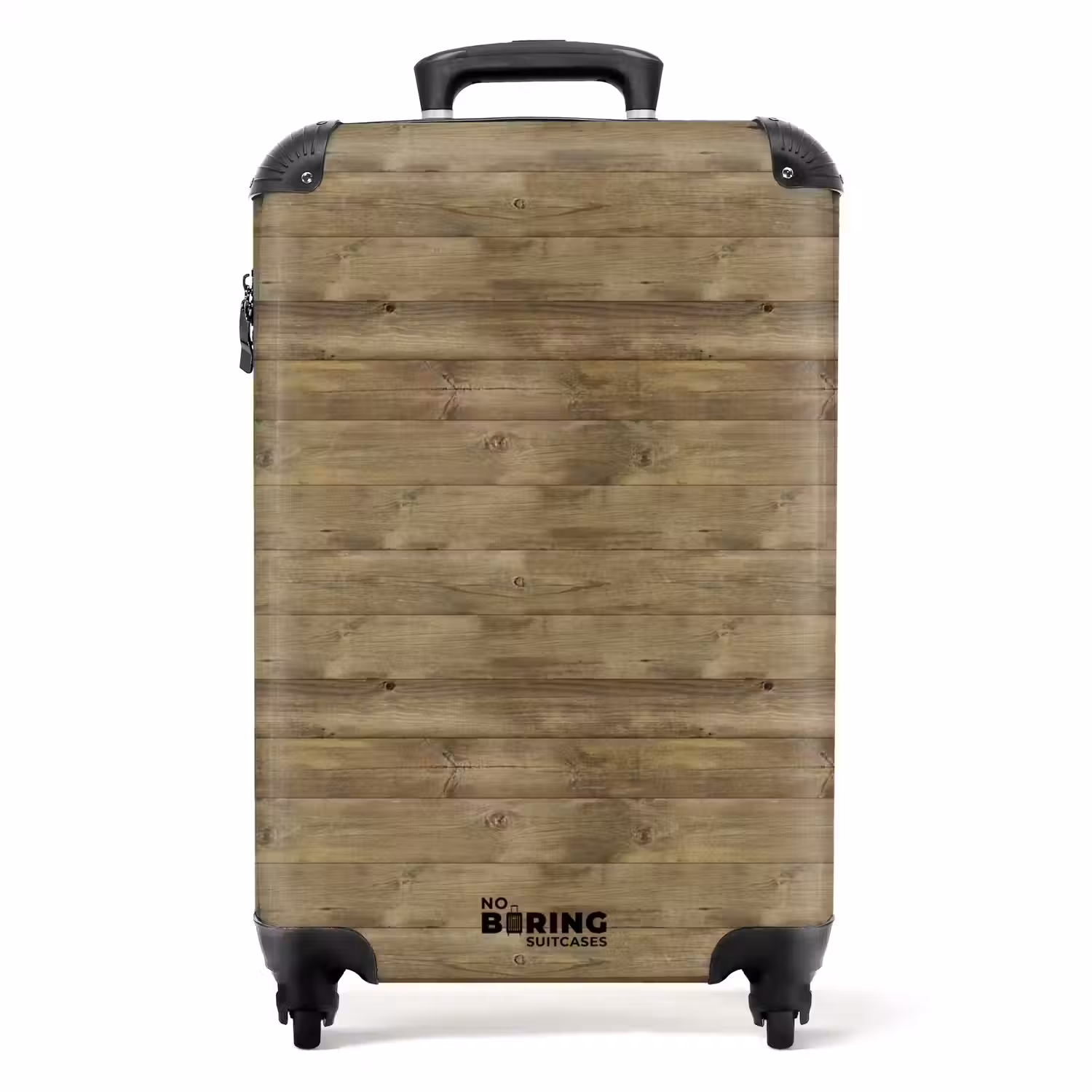 Olijfgroene houten structuur met natuurlijke imperfecties NBS - Handbagage koffer - Volwassenen Unisex middel -productfoto_recht