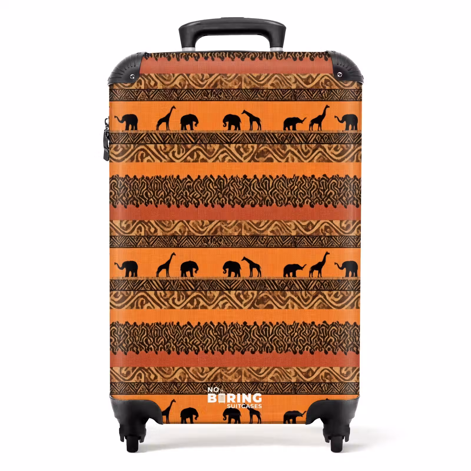 Koffer - Oranje - Safari - Afrikaans - Dieren - Patroon - Oranje - Safari - Afrikaans - Dieren - Patroon NBS - Handbagage koffer - Volwassenen Unisex middel