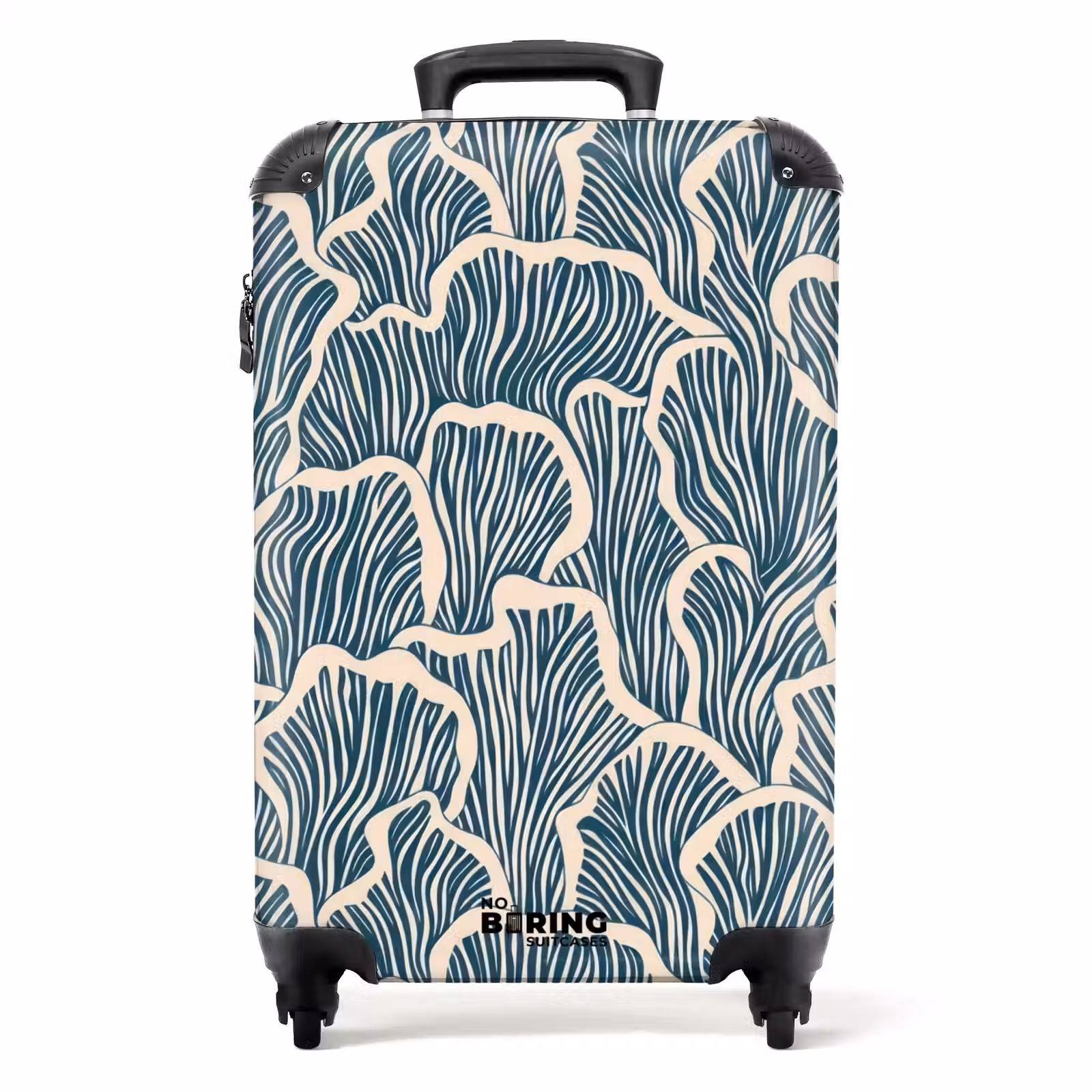 Koffer - Organisch - Blauw - Crème - Schelpen - Organisch - Blauw - Crème - Schelpen NBS - Handbagage koffer - Volwassenen Unisex middel