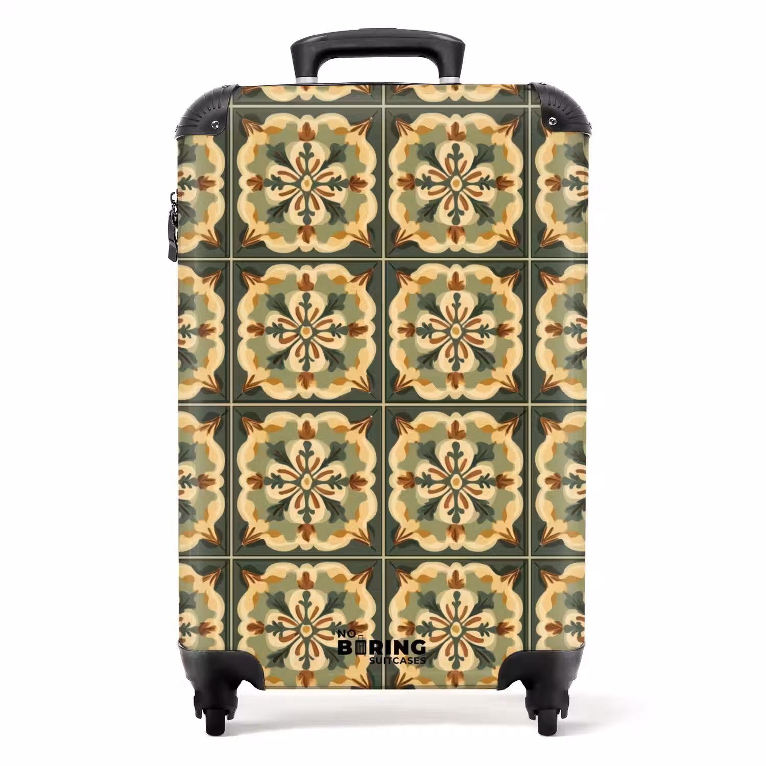 Ornament - Patroon - Groen NBS - Handbagage koffer - Volwassenen Unisex middel -productfoto_recht
