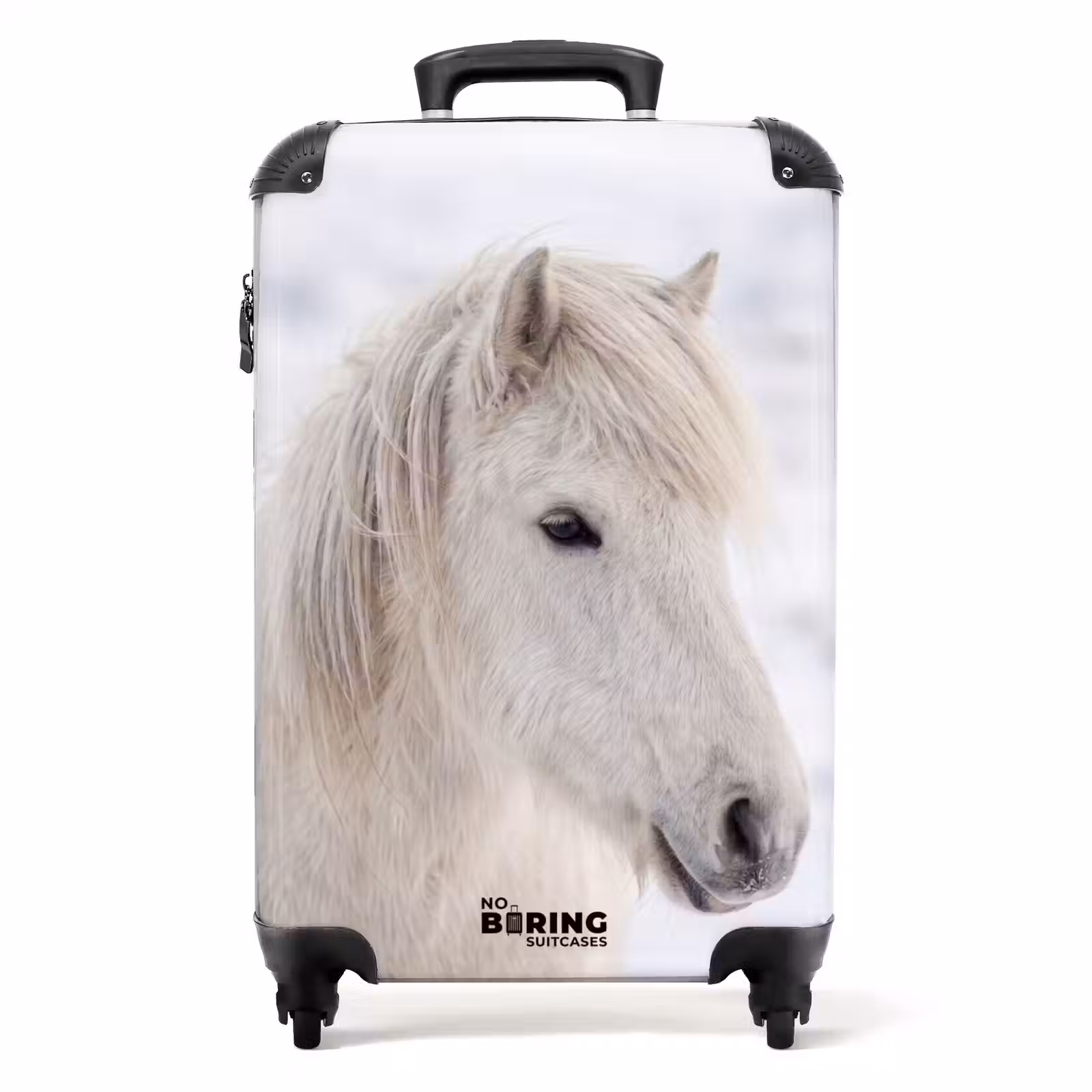 Koffer - Paard - Kop - Winter - Dieren - Wit - Paard - Kop - Winter - Dieren - Wit NBS - Handbagage koffer - Volwassenen Unisex middel
