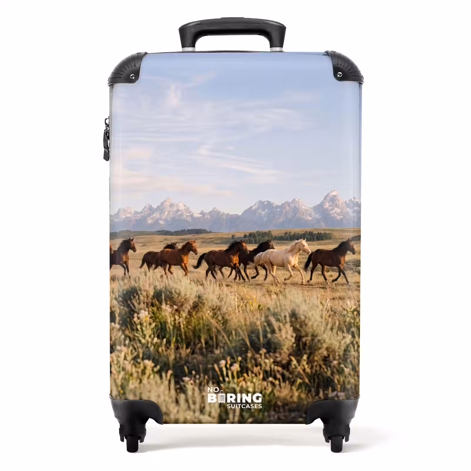 Koffer - Paarden - Kudde - Bergen - Vrijheid - Wild - Paarden - Kudde - Bergen - Vrijheid - Wild NBS - Handbagage koffer - Volwassenen Unisex middel