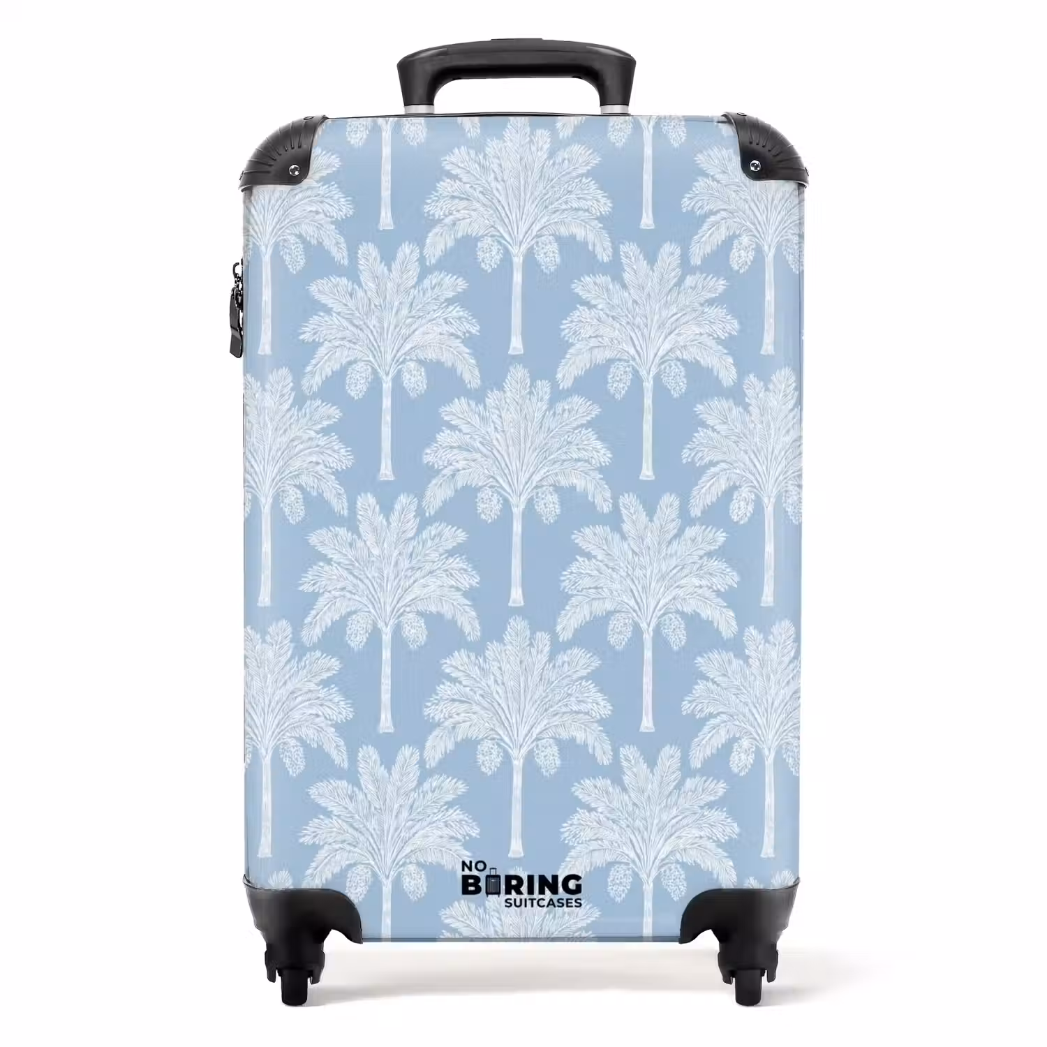 Palmboom - Modern - Blauw NBS - Handbagage koffer - Volwassenen Unisex middel -productfoto_recht