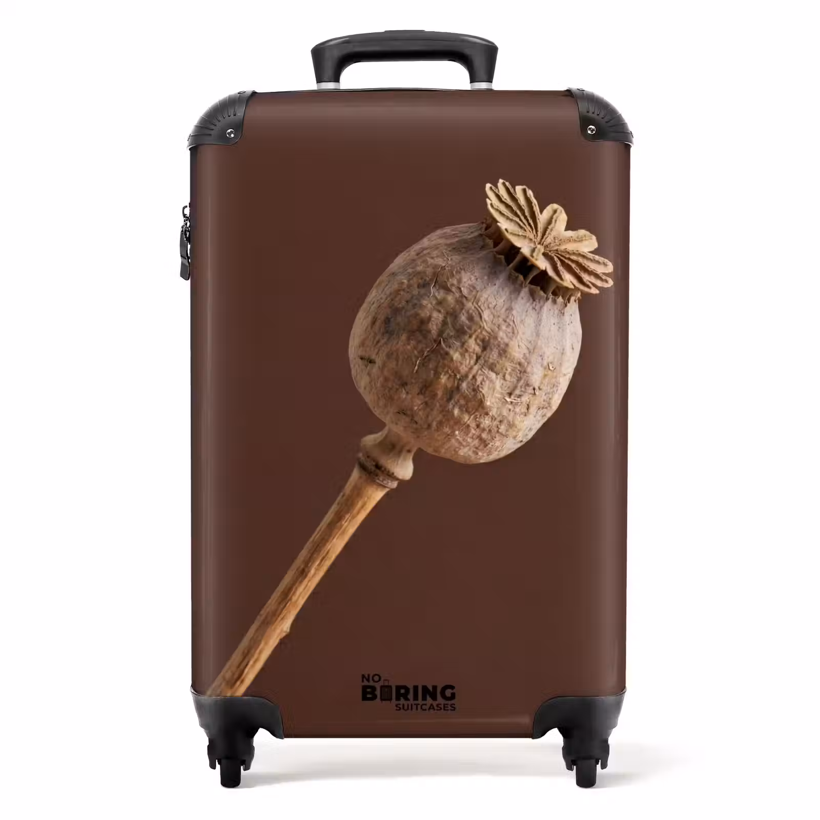 Koffer - Papaverbol - Droogbloem - Bruin - Minimalistisch - Papaverbol - Droogbloem - Bruin - Minimalistisch NBS - Handbagage koffer - Volwassenen Unisex middel