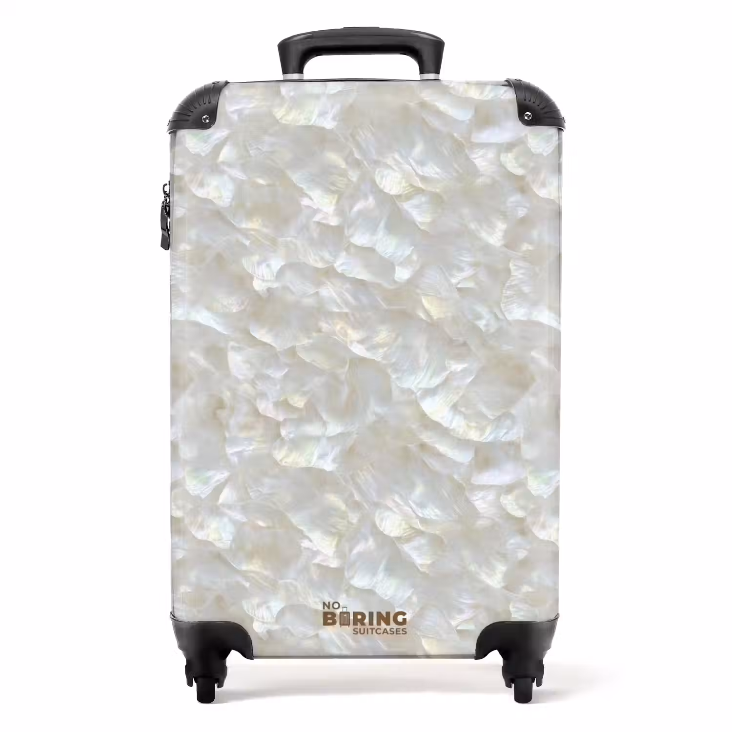 Parelmoerglans - Wit - Schelp NBS - Handbagage koffer - Volwassenen Unisex middel -productfoto_recht