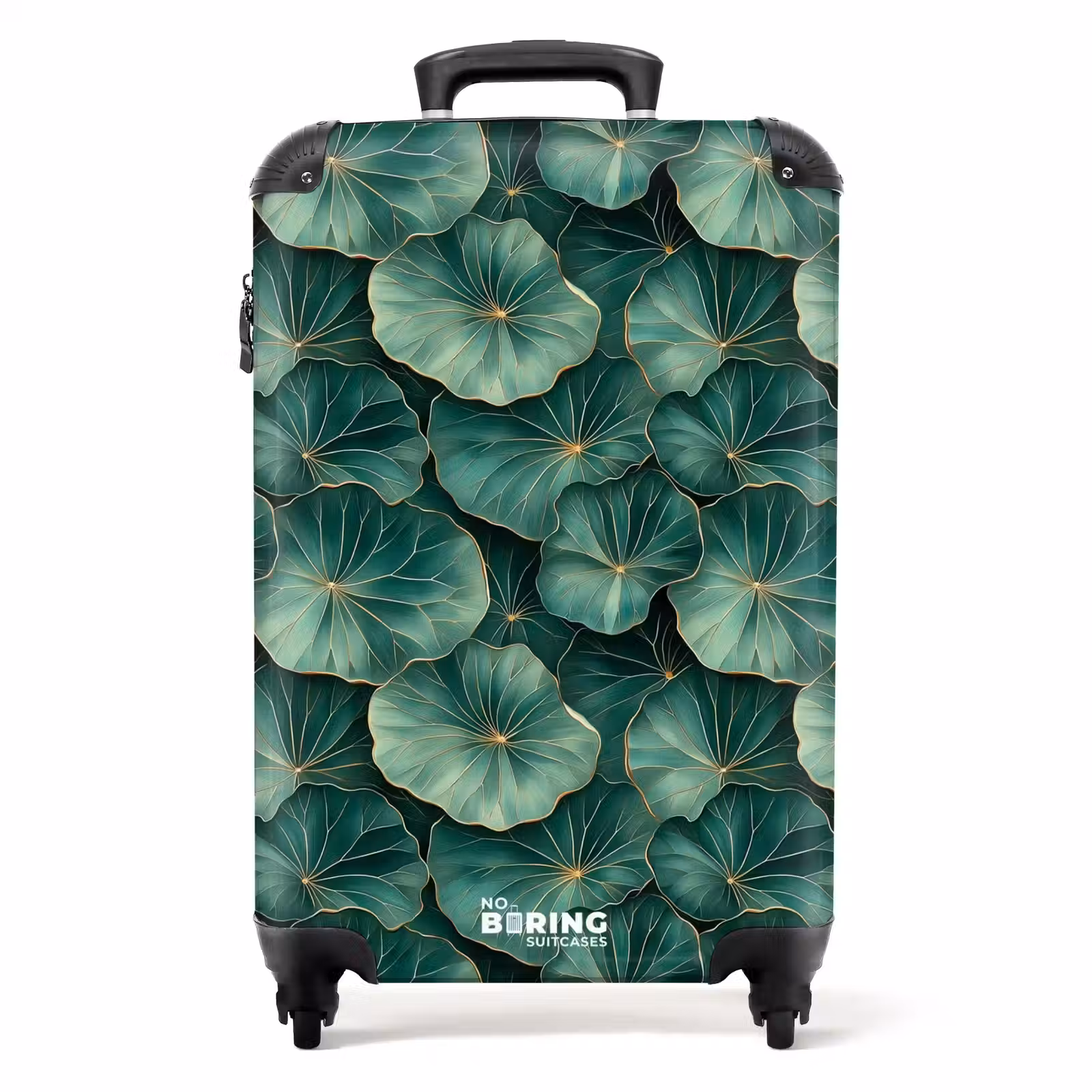 Koffer - Patroon - Bladeren - Groen - Patroon - Bladeren - Groen NBS - Handbagage koffer - Volwassenen Unisex middel