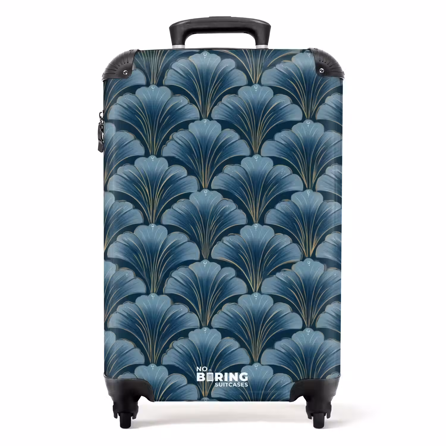 Patroon - Ginkgoblad - Blauw NBS - Handbagage koffer - Volwassenen Unisex middel -productfoto_recht