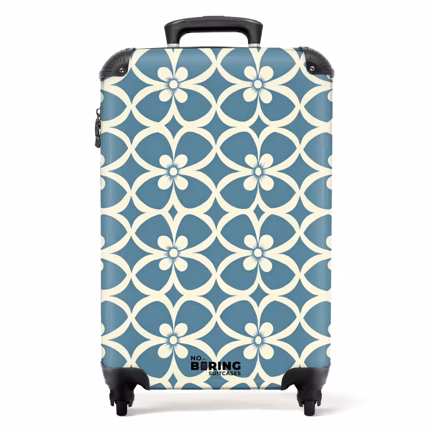 Patroon - Symmetrisch - Blauw NBS - Handbagage koffer - Volwassenen Unisex middel -productfoto_recht