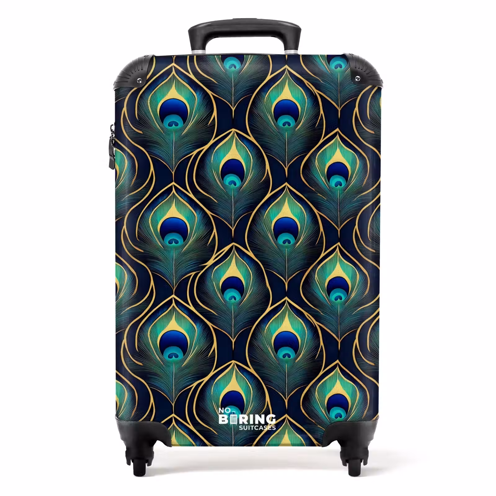 Koffer - Pauw - Veren - Groen - Pauw - Veren - Groen NBS - Handbagage koffer - Volwassenen Unisex middel