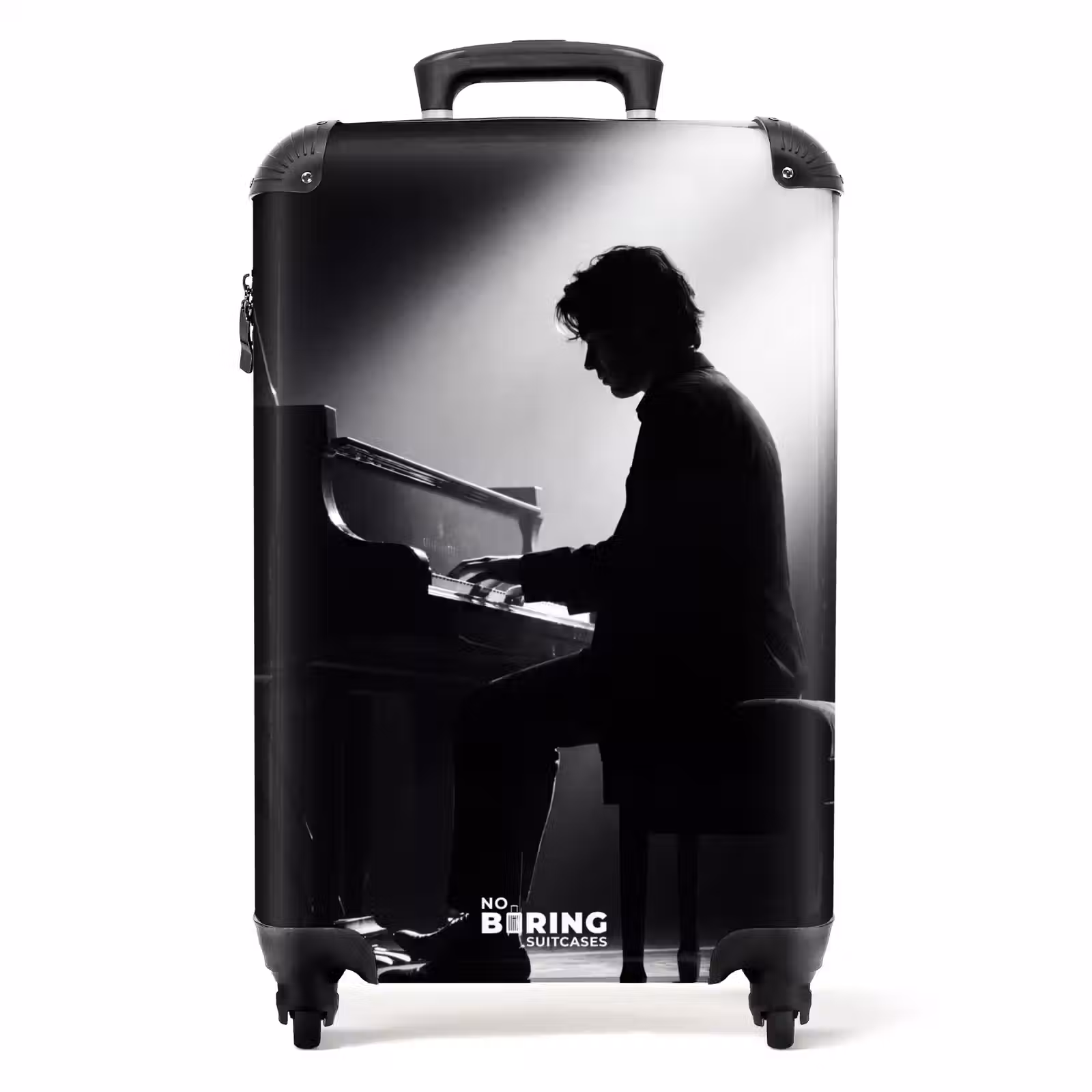 Koffer - Persoon - Piano - Muziek - Zwart-wit - Podium - Persoon - Piano - Muziek - Zwart-wit - Podium NBS - Handbagage koffer - Volwassenen Unisex middel