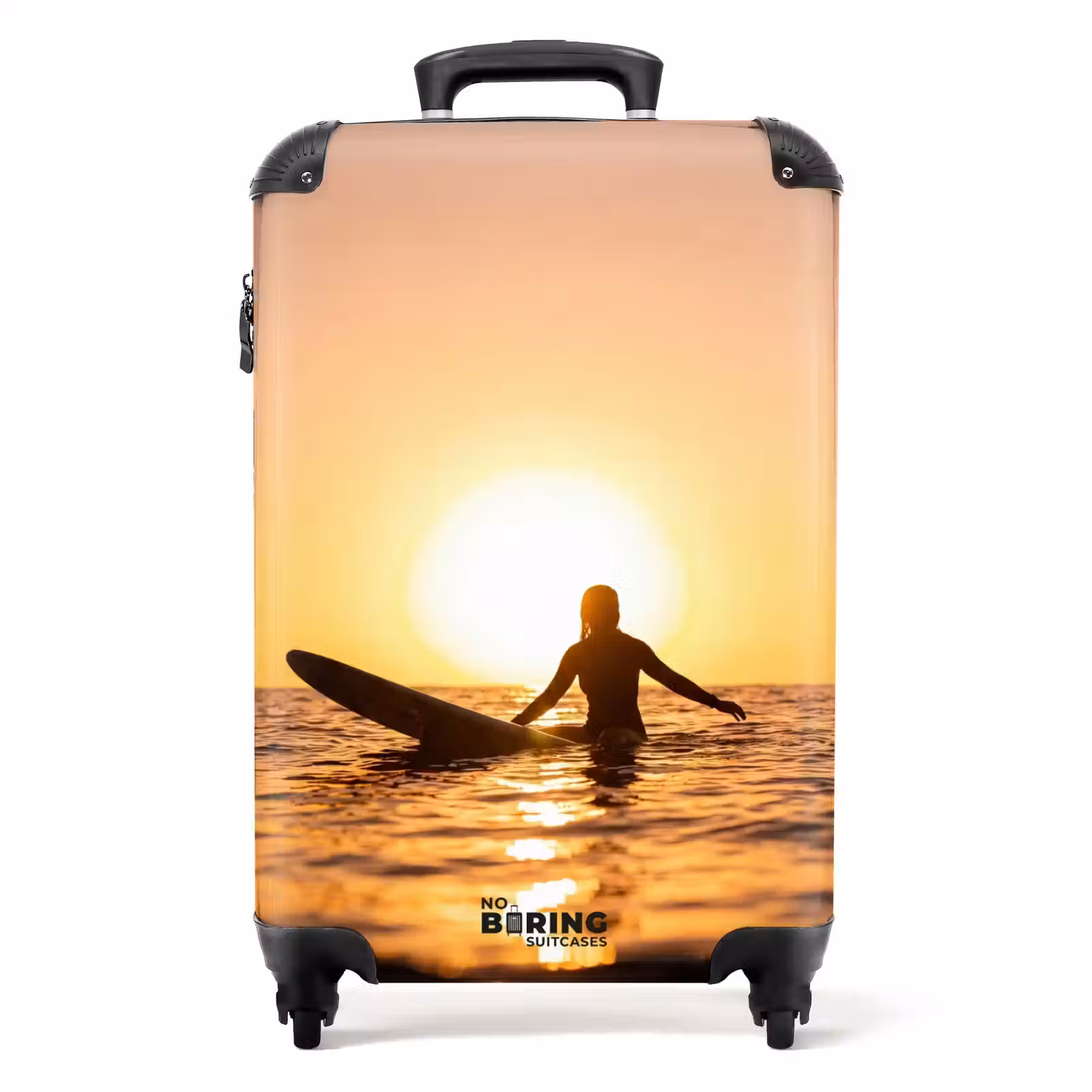 Koffer - Persoon - Surfen - Zonsondergang - Zee - Oranje - Persoon - Surfen - Zonsondergang - Zee - Oranje NBS - Handbagage koffer - Volwassenen Unisex middel