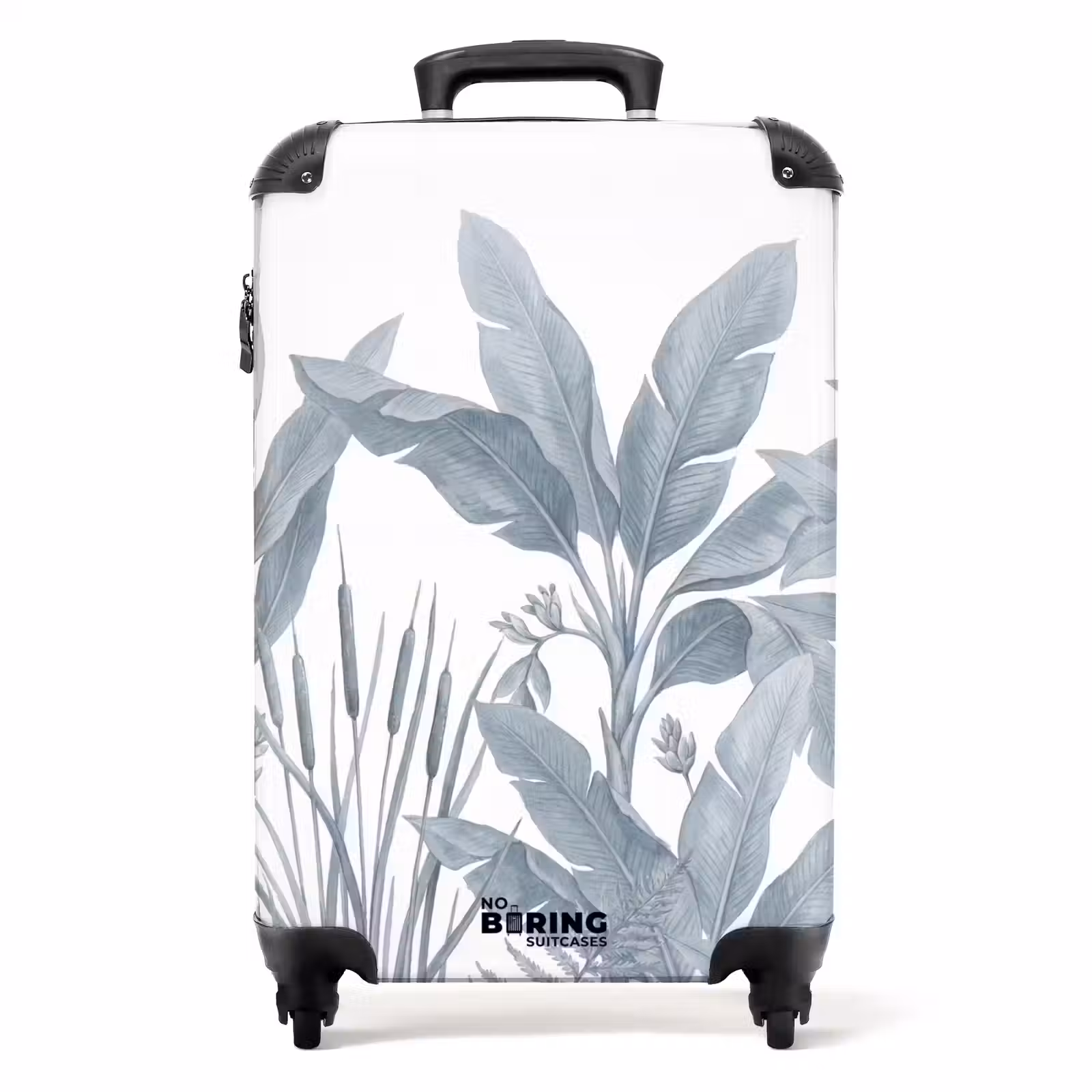 Koffer - Planten - Bladeren - Natuur - Grijs - Planten - Bladeren - Natuur - Grijs NBS - Handbagage koffer - Volwassenen Unisex middel