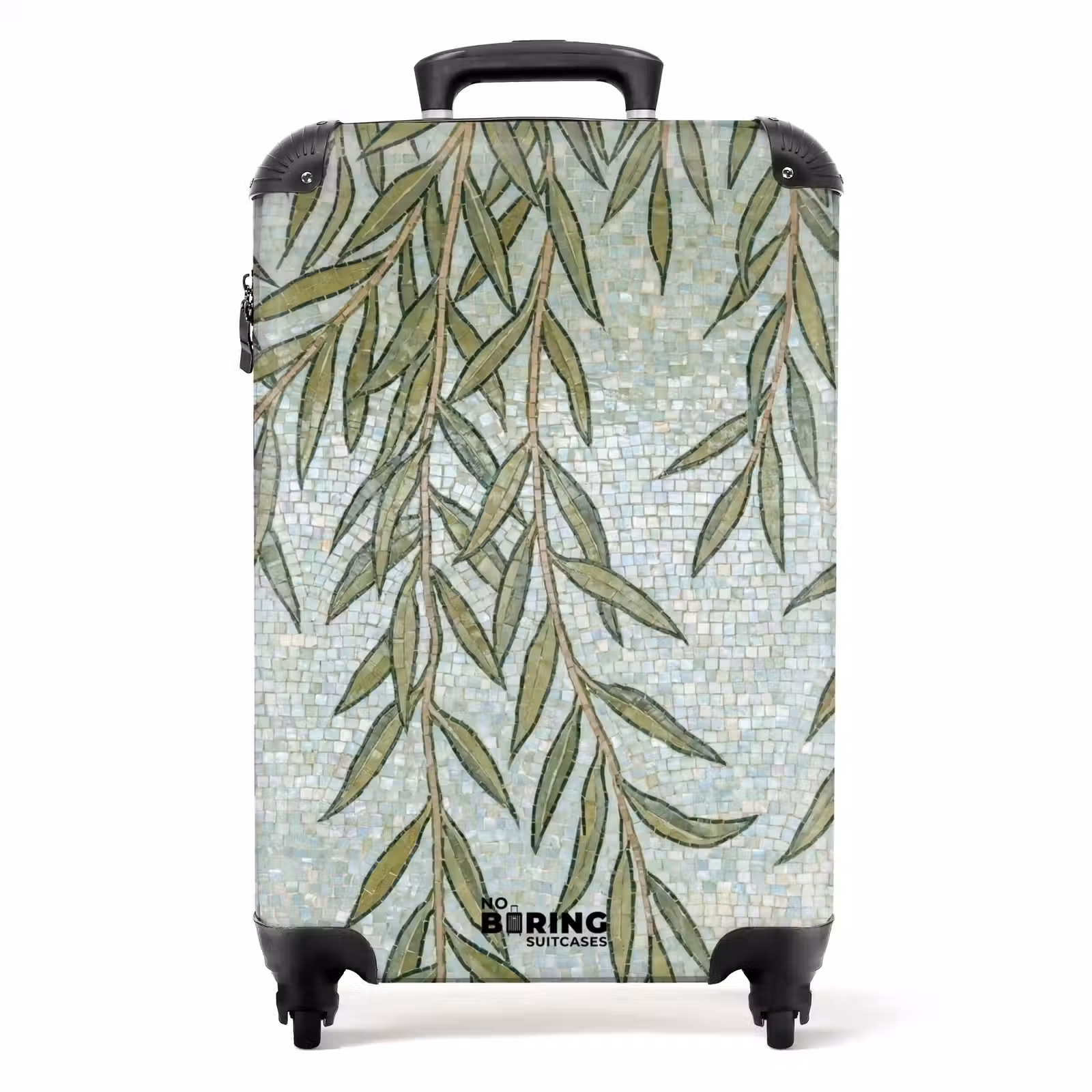 Koffer - Planten - Mozaïek - Patroon - Groen - Blauw - Planten - Mozaïek - Patroon - Groen - Blauw NBS - Handbagage koffer - Volwassenen Unisex middel