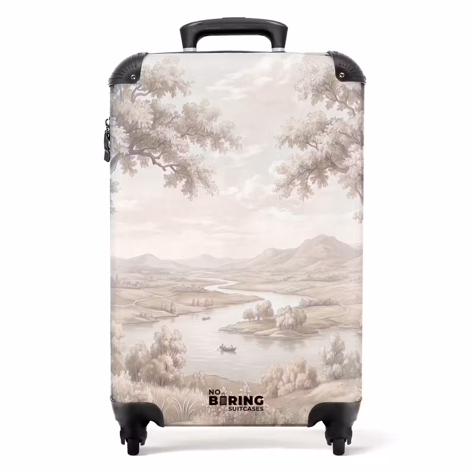 Koffer - Rivierlandschap - Bergen - Natuur - Vintage - Beige - Rivierlandschap - Bergen - Natuur - Vintage - Beige NBS - Handbagage koffer - Volwassenen Unisex middel