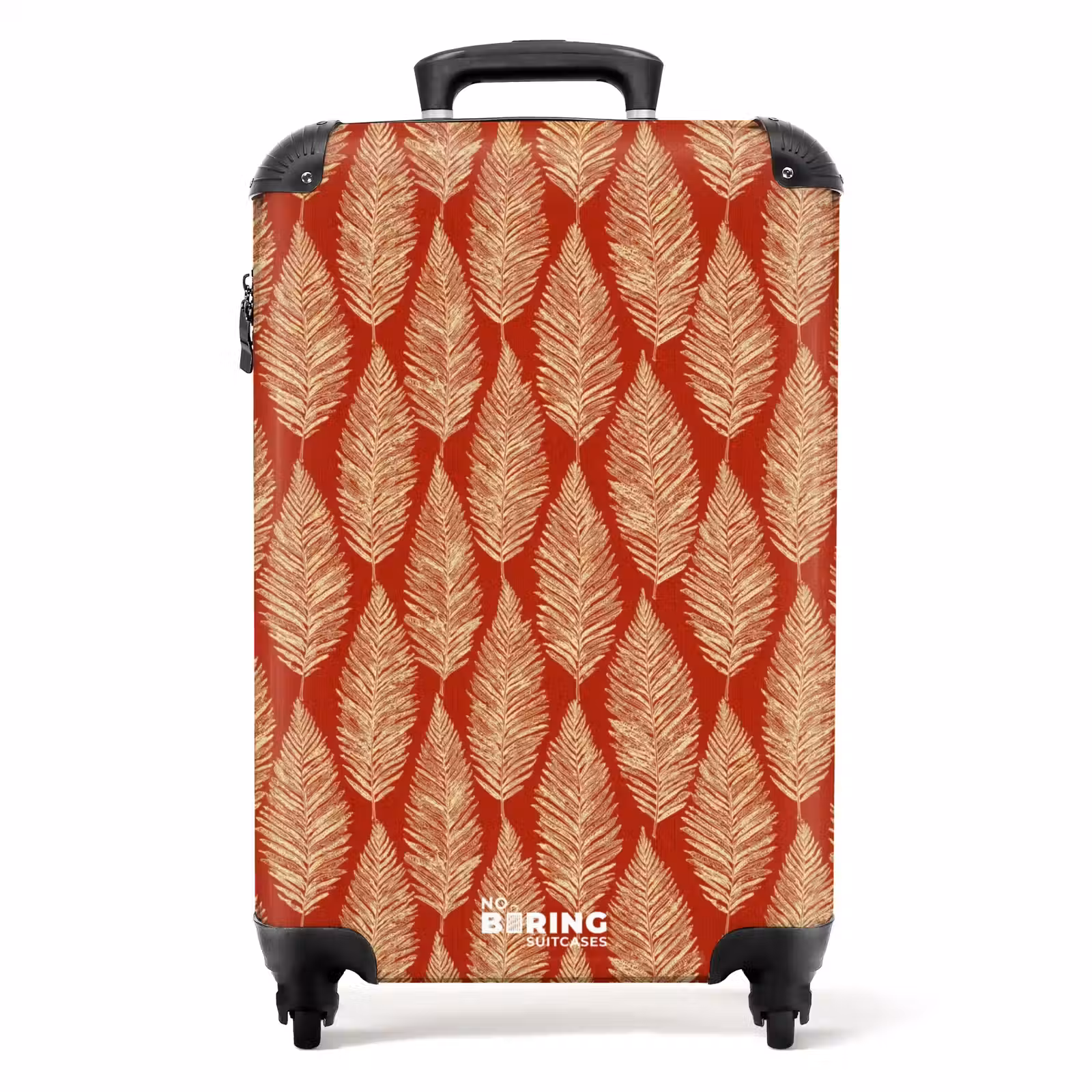 Koffer - Rood - Botanisch - Varen - Patroon - Rood - Botanisch - Varen - Patroon NBS - Handbagage koffer - Volwassenen Unisex middel
