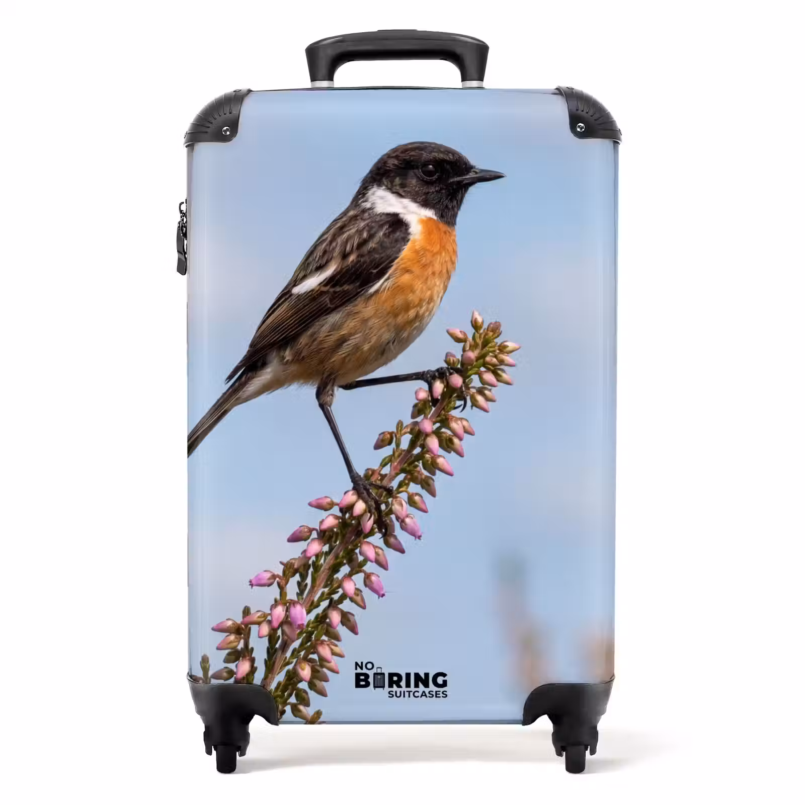 Koffer - Roodborsttapuit - Heide - Paars - Natuur - Sfeervol - Roodborsttapuit - Heide - Paars - Natuur - Sfeervol NBS - Handbagage koffer - Volwassenen Unisex middel