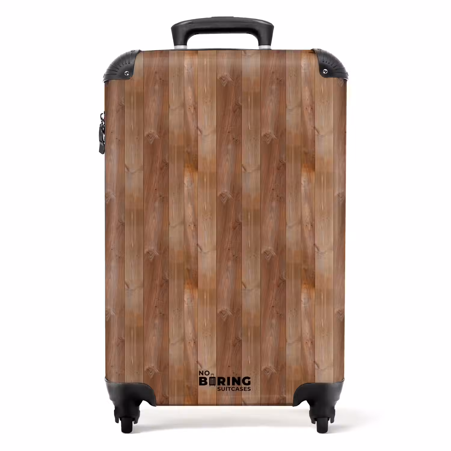 Roodbruin met hout structuur NBS - Handbagage koffer - Volwassenen Unisex middel -productfoto_recht