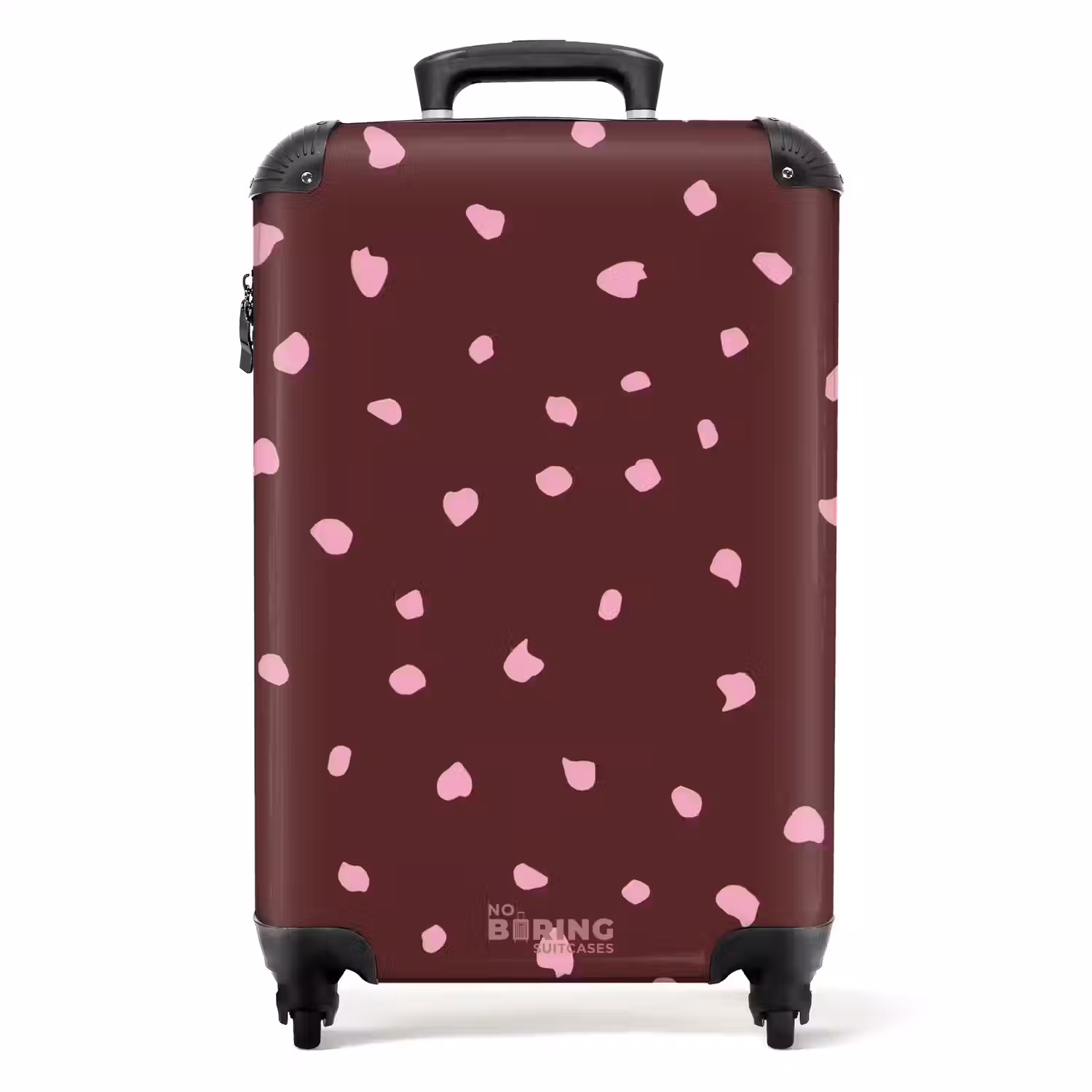 Roze vlekken op bordeaux gekleurde achtergrond NBS - Handbagage koffer - Kinderen Unisex middel -productfoto_recht
