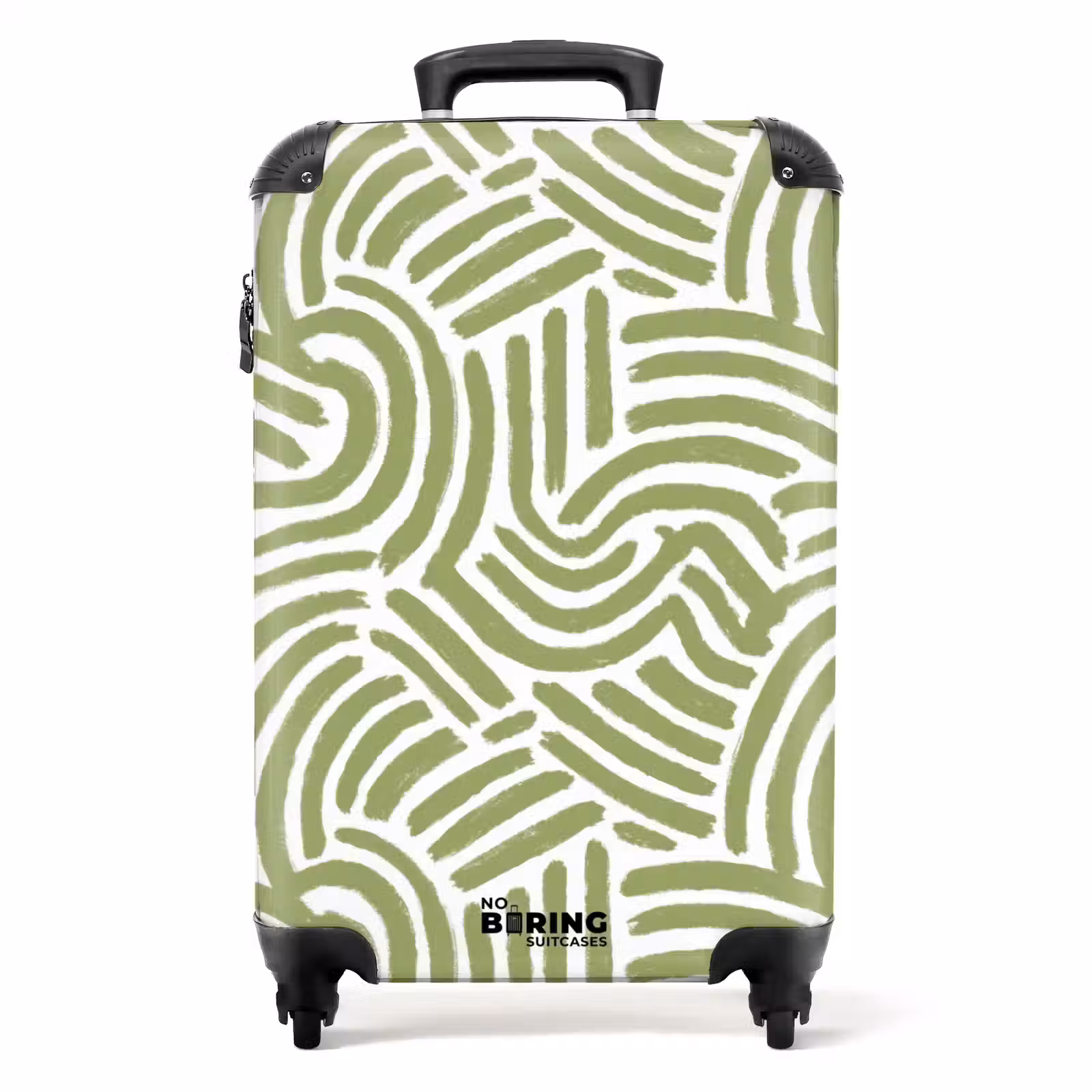 Koffer - Saliegroen - Abstract - Bogen - Handgetekend - Patroon - Saliegroen - Abstract - Bogen - Handgetekend - Patroon NBS - Handbagage koffer - Volwassenen Unisex middel