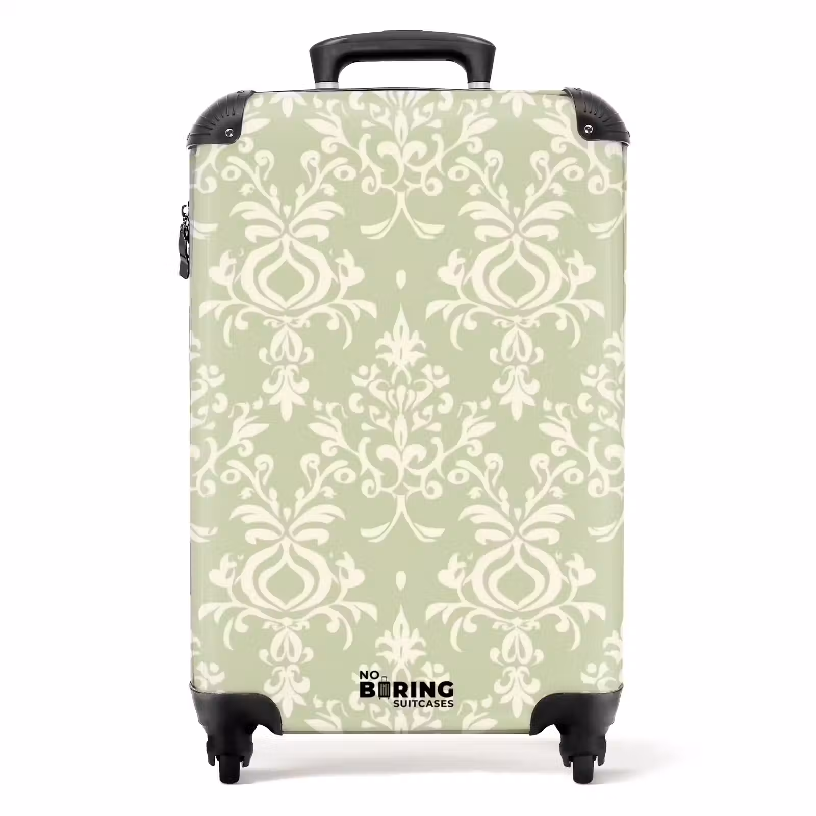 Koffer - Saliegroen - Barok - Damast - Ornament - Patroon - Saliegroen - Barok - Damast - Ornament - Patroon NBS - Handbagage koffer - Volwassenen Unisex middel
