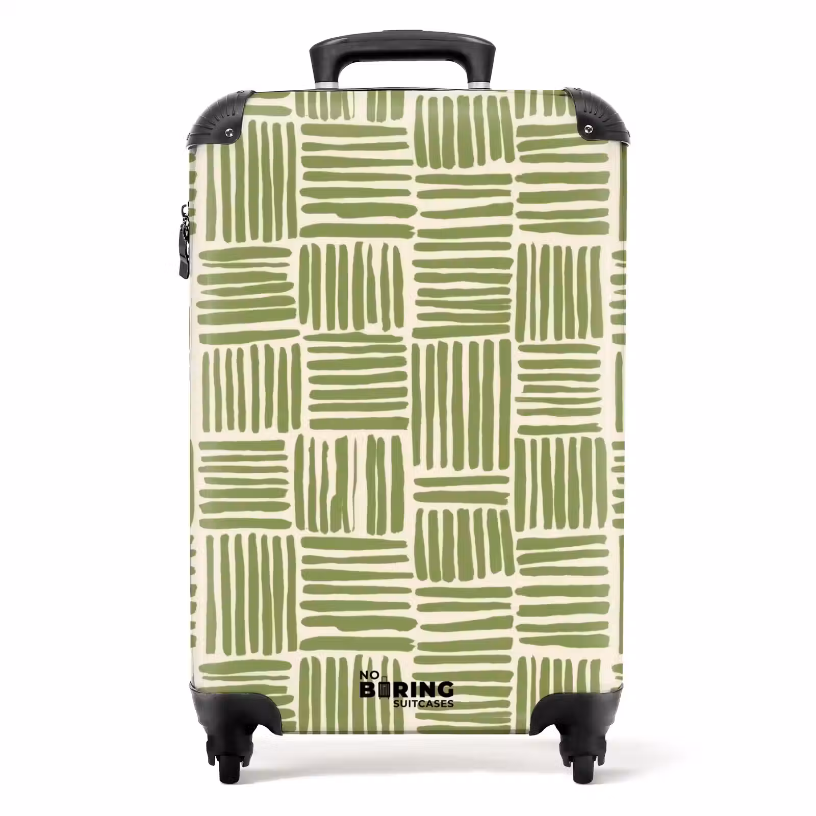 Koffer - Saliegroen - Blokken - Handgetekend - Patroon - Saliegroen - Blokken - Handgetekend - Patroon NBS - Handbagage koffer - Volwassenen Unisex middel