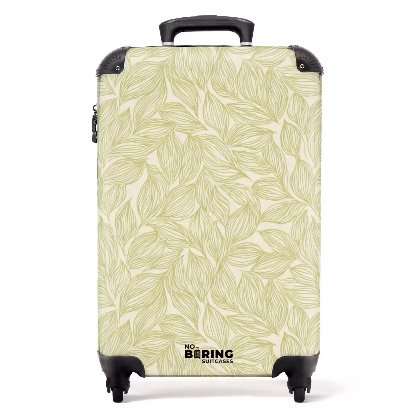 Koffer - Saliegroen - Botanisch - Bladeren - Handgetekend - Patroon - Saliegroen - Botanisch - Bladeren - Handgetekend - Patroon NBS - Handbagage koffer - Volwassenen Unisex middel
