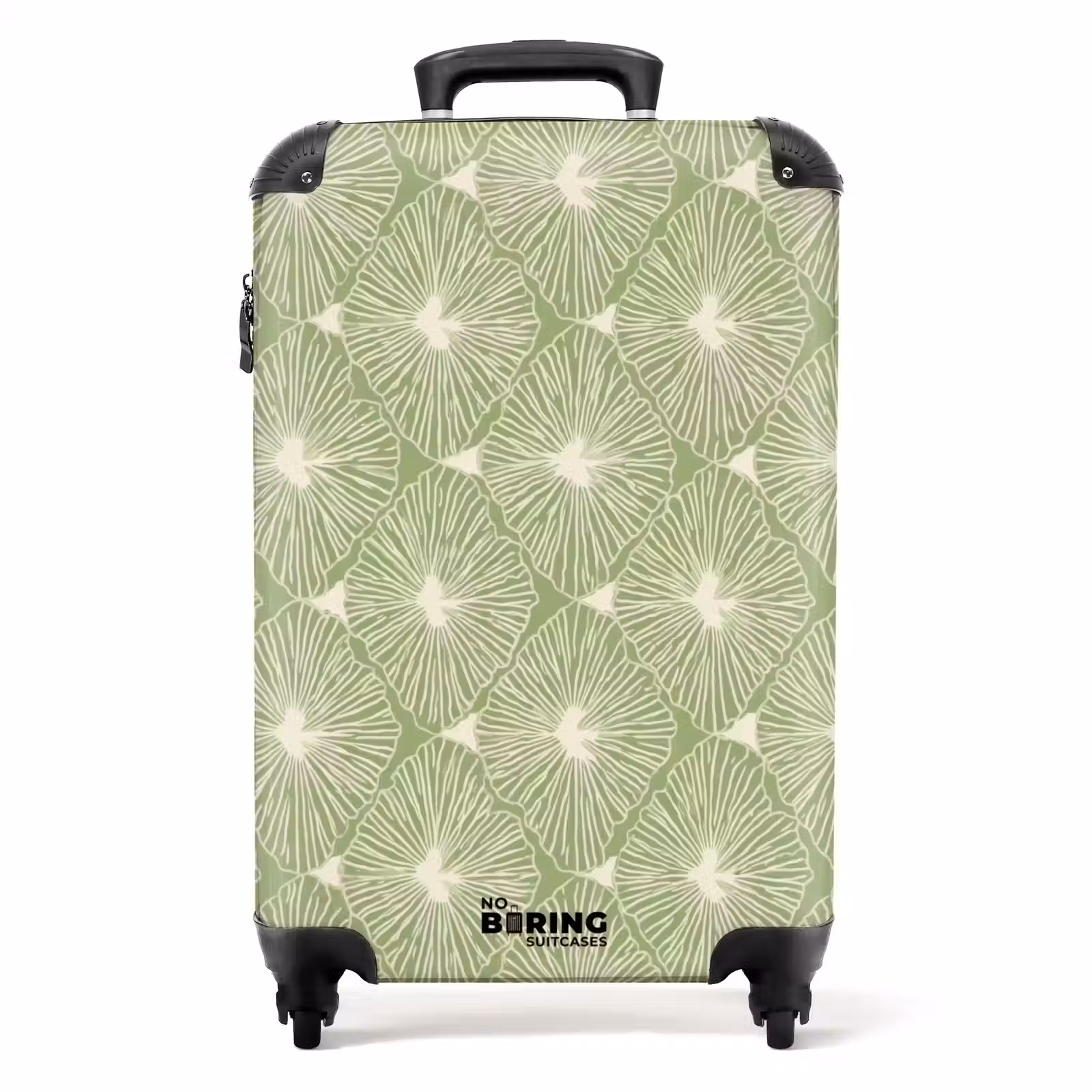 Koffer - Saliegroen - Botanisch - Ruiten - Organisch - Patroon - Saliegroen - Botanisch - Ruiten - Organisch - Patroon NBS - Handbagage koffer - Volwassenen Unisex middel