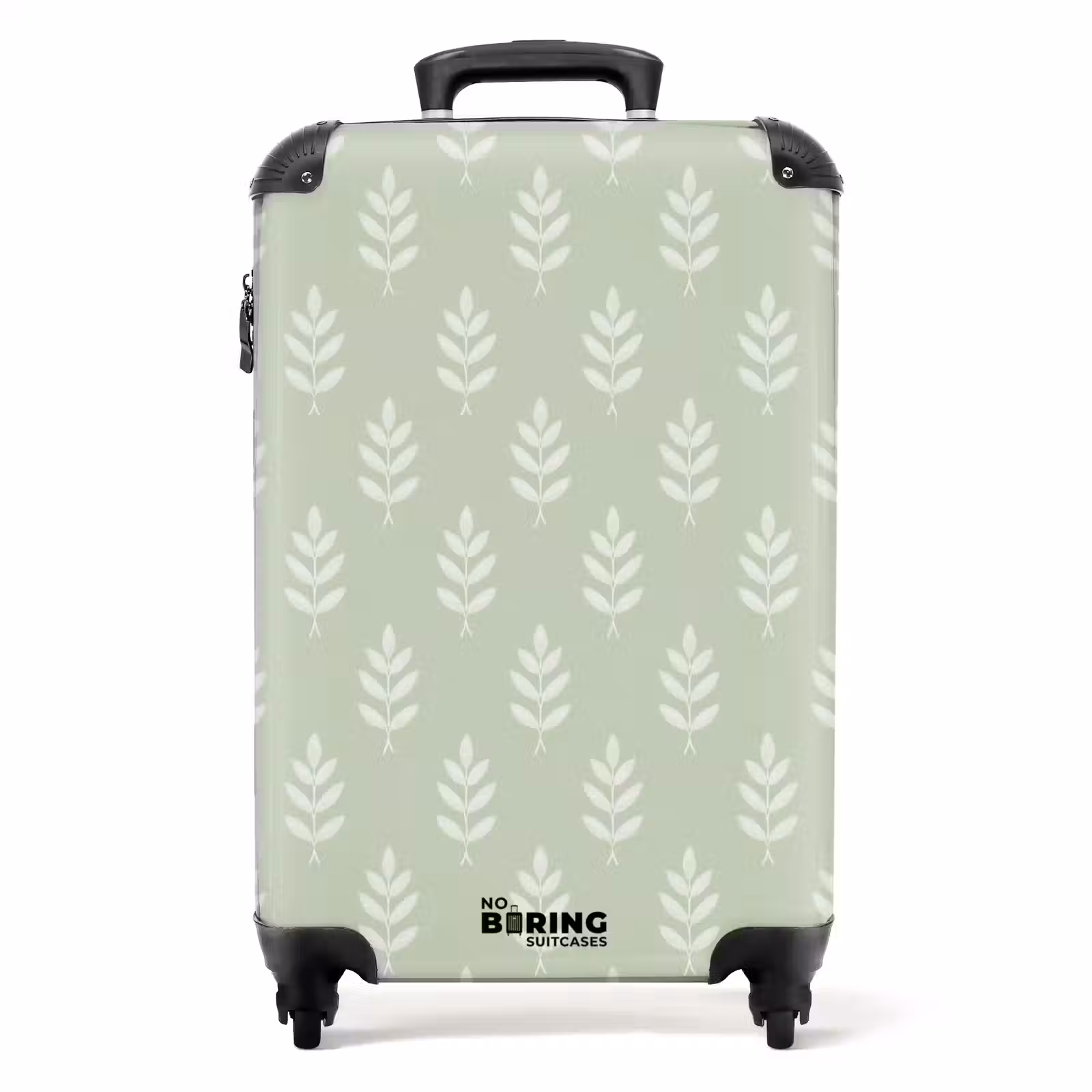 Koffer - Saliegroen - Botanisch - Takjes - Minimalistisch - Patroon - Saliegroen - Botanisch - Takjes - Minimalistisch - Patroon NBS - Handbagage koffer - Volwassenen Unisex middel