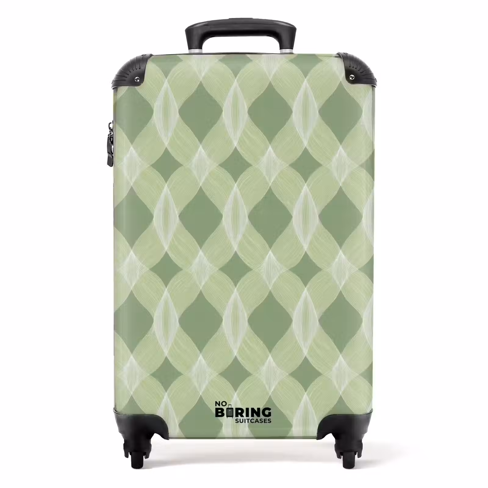 Koffer - Saliegroen - Geometrisch - Organisch - Traliewerk - Patroon - Saliegroen - Geometrisch - Organisch - Traliewerk - Patroon NBS - Handbagage koffer - Volwassenen Unisex middel