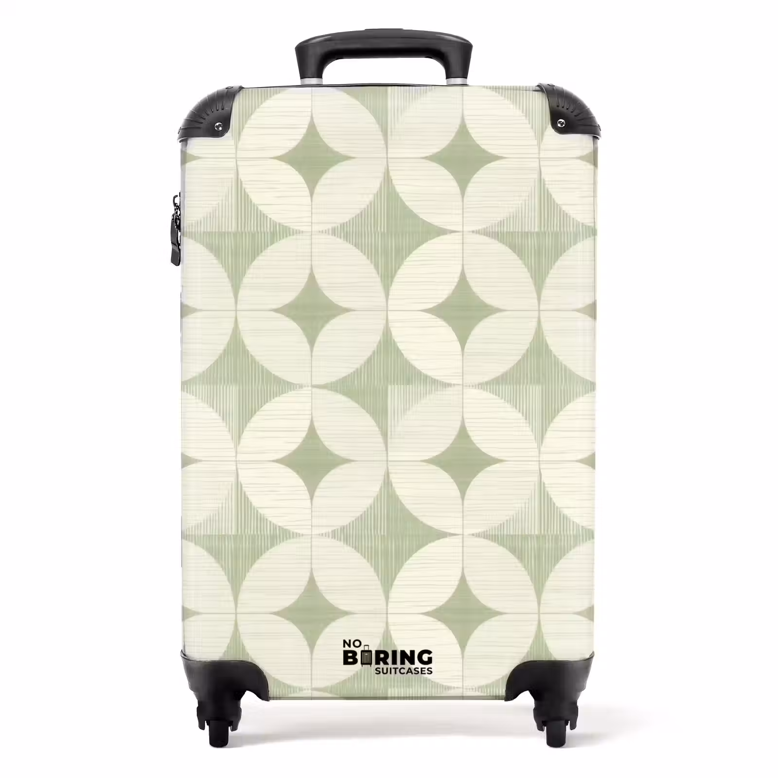 Koffer - Saliegroen - Geometrisch - Retro - Saliegroen - Geometrisch - Retro NBS - Handbagage koffer - Volwassenen Unisex middel
