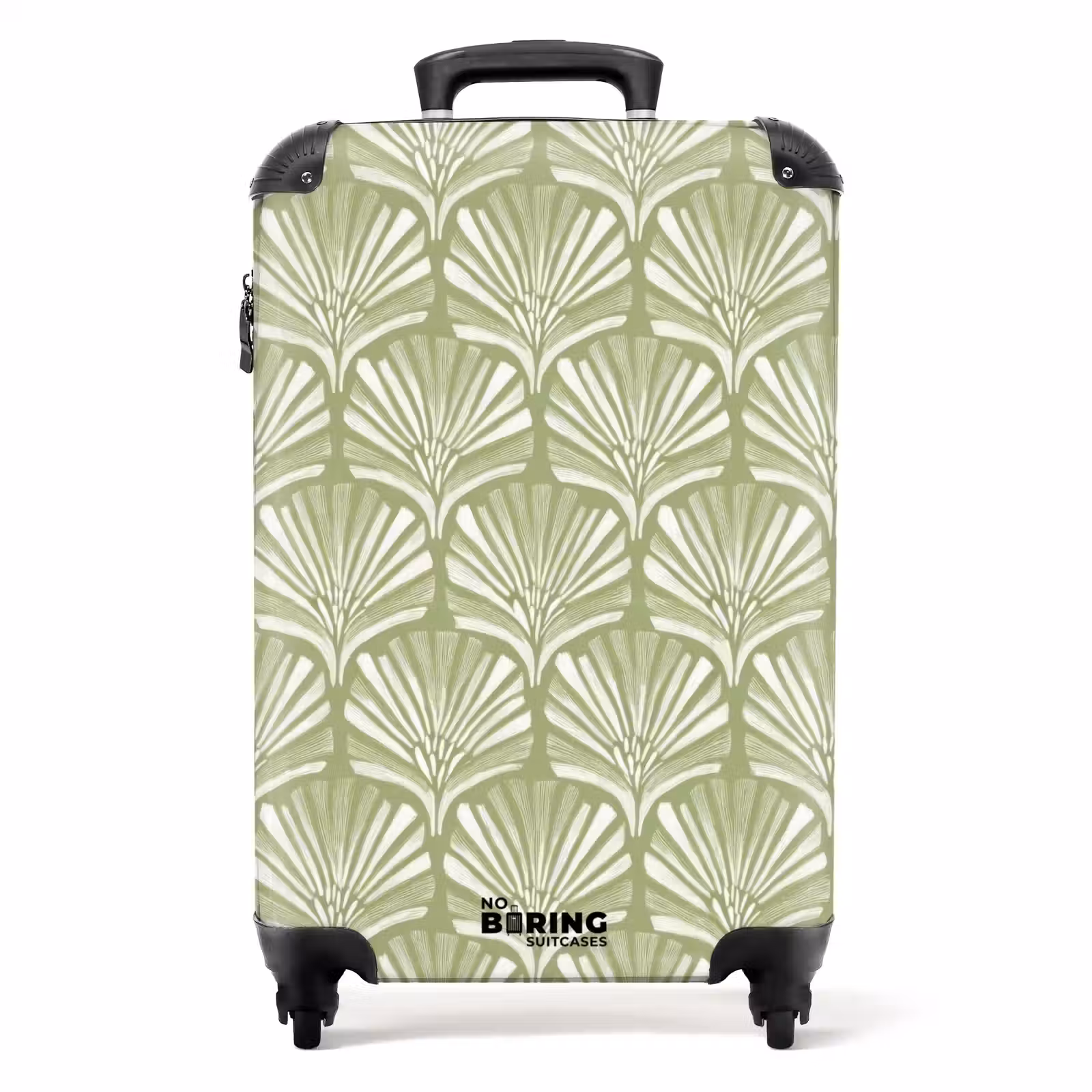 Koffer - Saliegroen - Ginkgo Biloba - Waaier - Patroon - Saliegroen - Ginkgo Biloba - Waaier - Patroon NBS - Handbagage koffer - Volwassenen Unisex middel