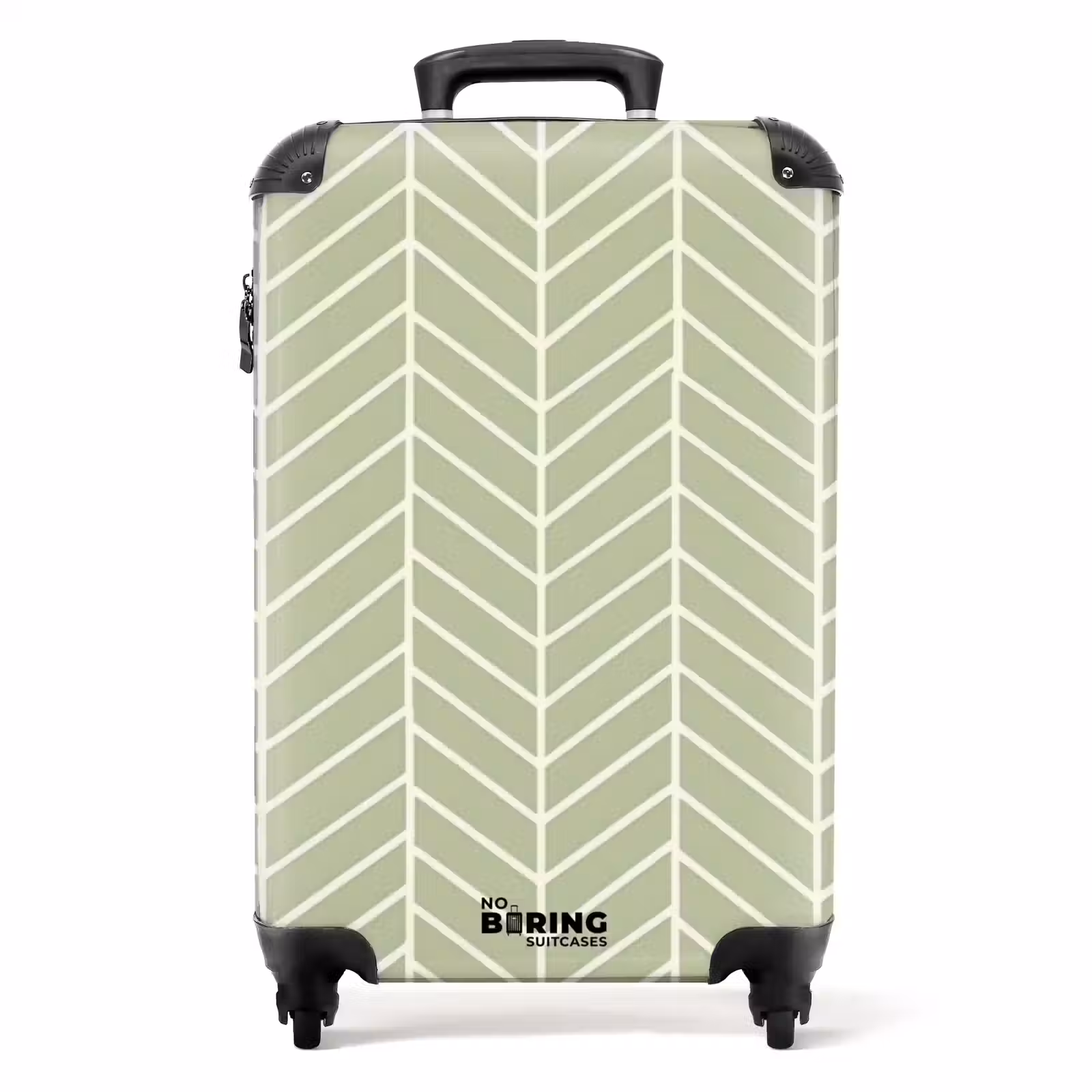 Koffer - Saliegroen - Visgraat - Geometrisch - Patroon - Saliegroen - Visgraat - Geometrisch - Patroon NBS - Handbagage koffer - Volwassenen Unisex middel