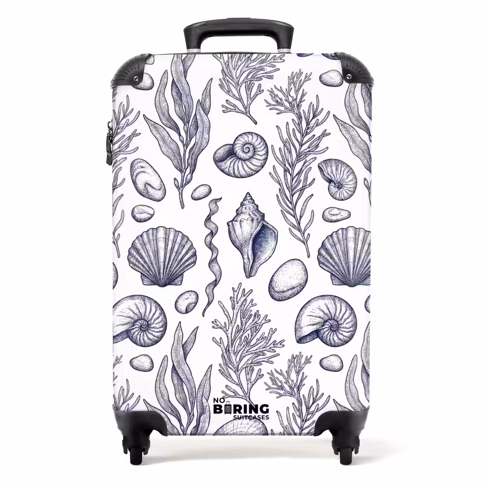 Koffer - Schelpen - Zeewier - Oceaan - Illustratie - Blauw - Schelpen - Zeewier - Oceaan - Illustratie - Blauw NBS - Handbagage koffer - Volwassenen Unisex middel
