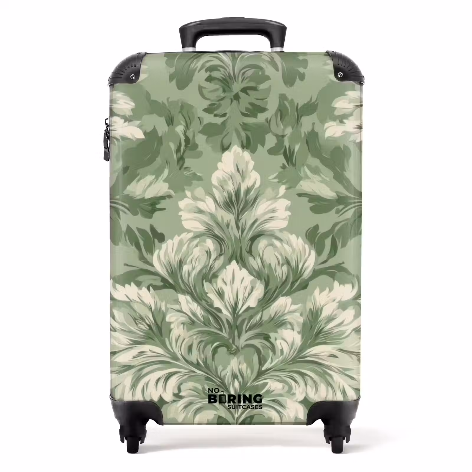Koffer - Sierlijk - Lichtgroen - Planten - Patroon - Getailleerd - Sierlijk - Lichtgroen - Planten - Patroon - Getailleerd NBS - Handbagage koffer - Volwassenen Unisex middel