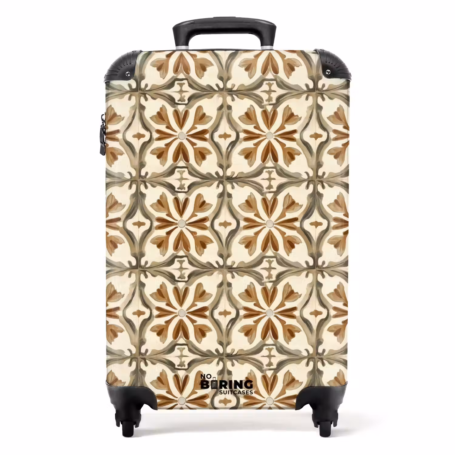 Siertegel - Patroon - Bruin NBS - Handbagage koffer - Volwassenen Unisex middel -productfoto_recht