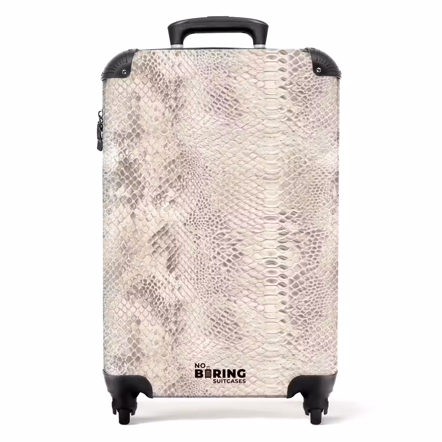 Slang - Patroon - Beige NBS - Handbagage koffer - Volwassenen Unisex middel -productfoto_recht