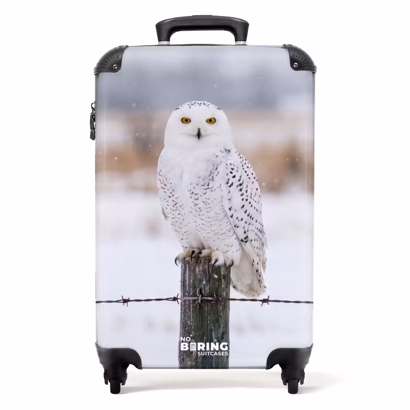 Koffer - Sneeuwuil - Hek - Sneeuw - Wit - Sneeuwuil - Hek - Sneeuw - Wit NBS - Handbagage koffer - Volwassenen Unisex middel