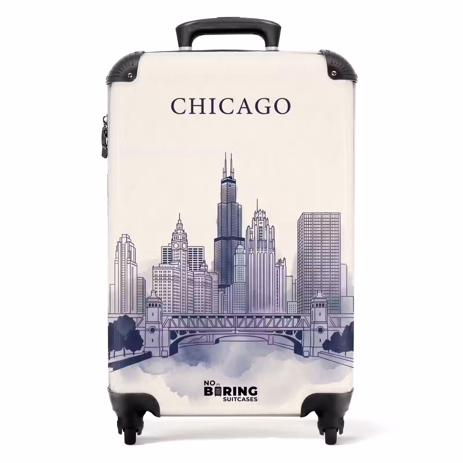 Koffer - Stad - Skyline - Architectuur - Lijntekening - Blauw - Stad - Skyline - Architectuur - Lijntekening - Blauw NBS - Handbagage koffer - Volwassenen Unisex middel