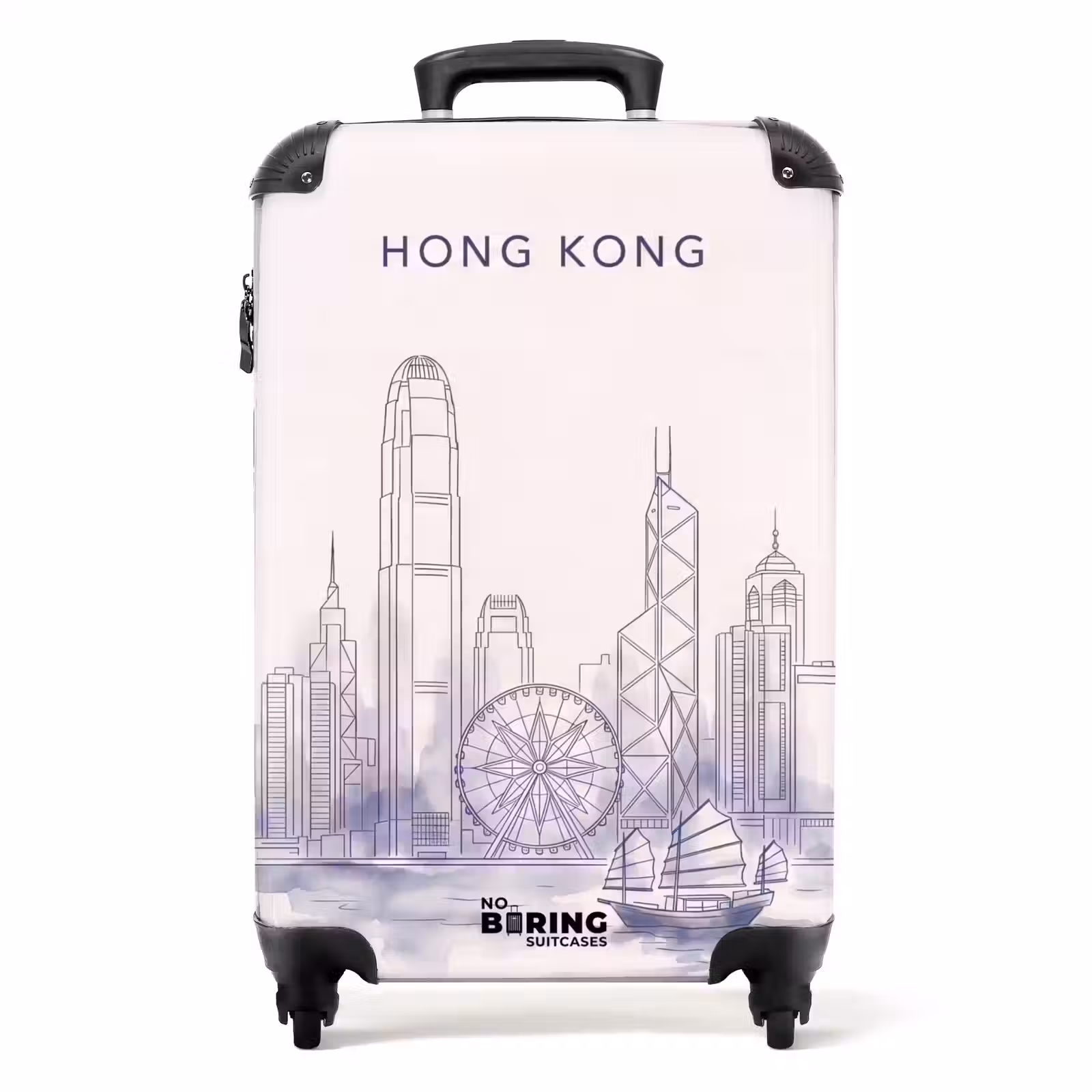 Koffer - Stad - Skyline - Water - Lijntekening - Blauw - Stad - Skyline - Water - Lijntekening - Blauw NBS - Handbagage koffer - Volwassenen Unisex middel