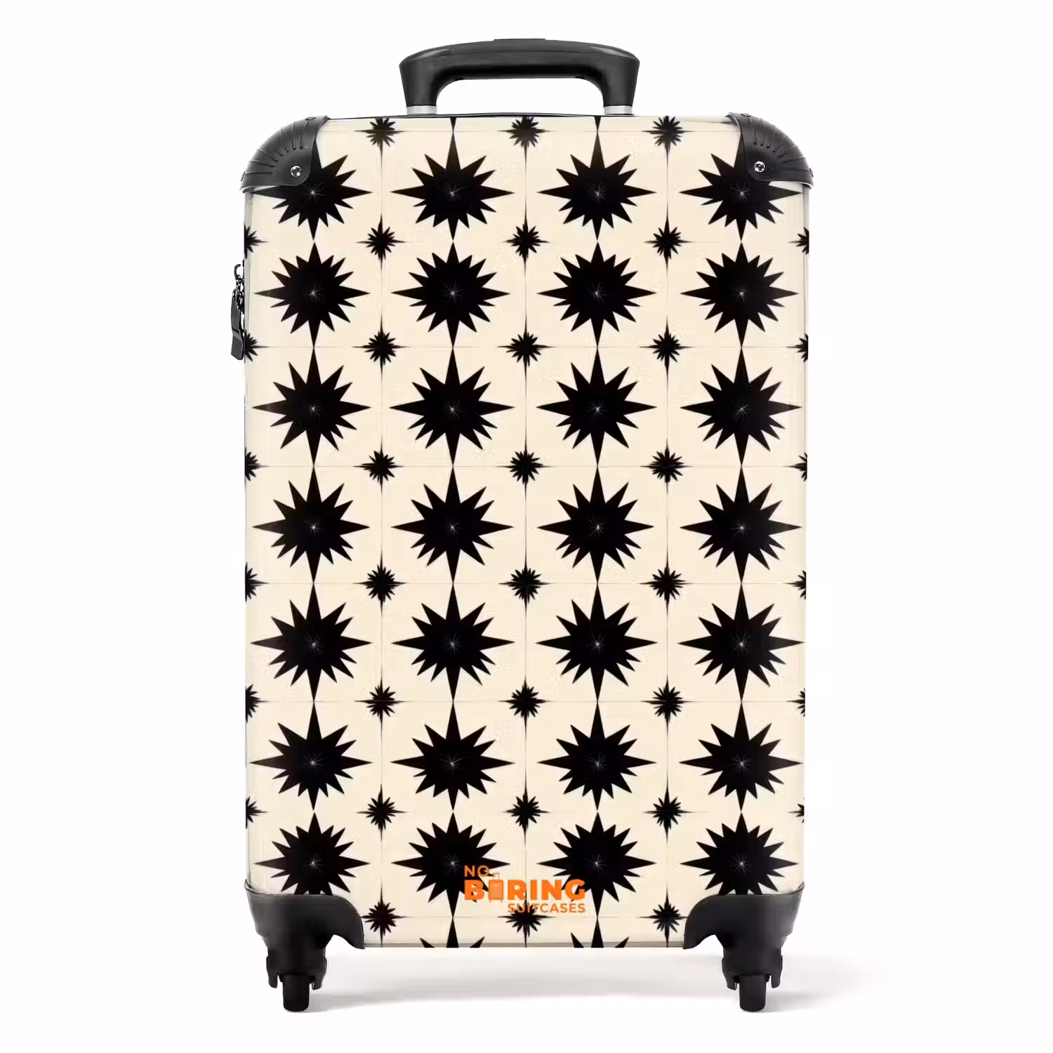 Stervormen - Geometrisch - Zwart NBS - Handbagage koffer - Volwassenen Unisex middel -productfoto_recht