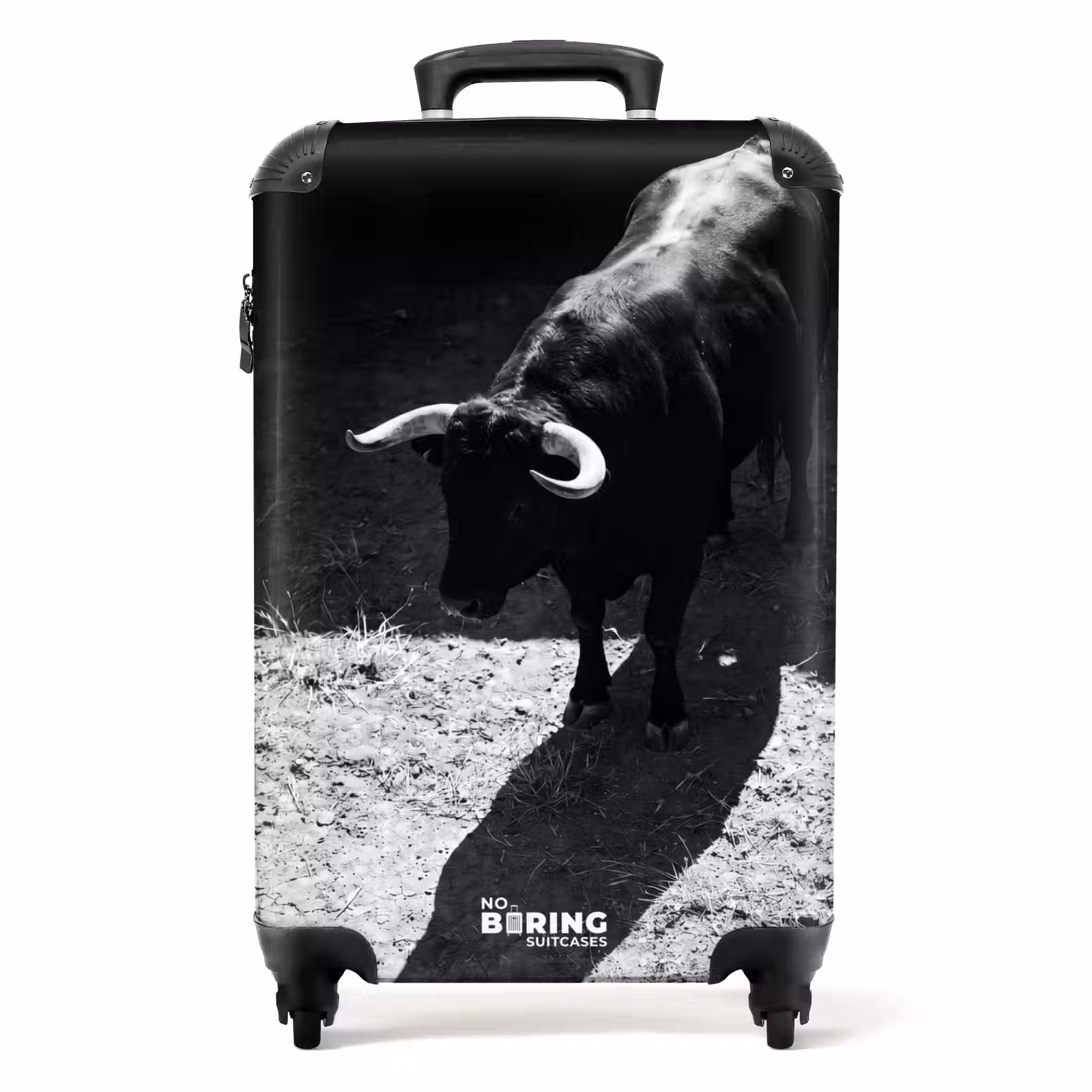 Koffer - Stier - Schaduw - Dieren - Contrast - Zwart-wit - Stier - Schaduw - Dieren - Contrast - Zwart-wit NBS - Handbagage koffer - Volwassenen Unisex middel