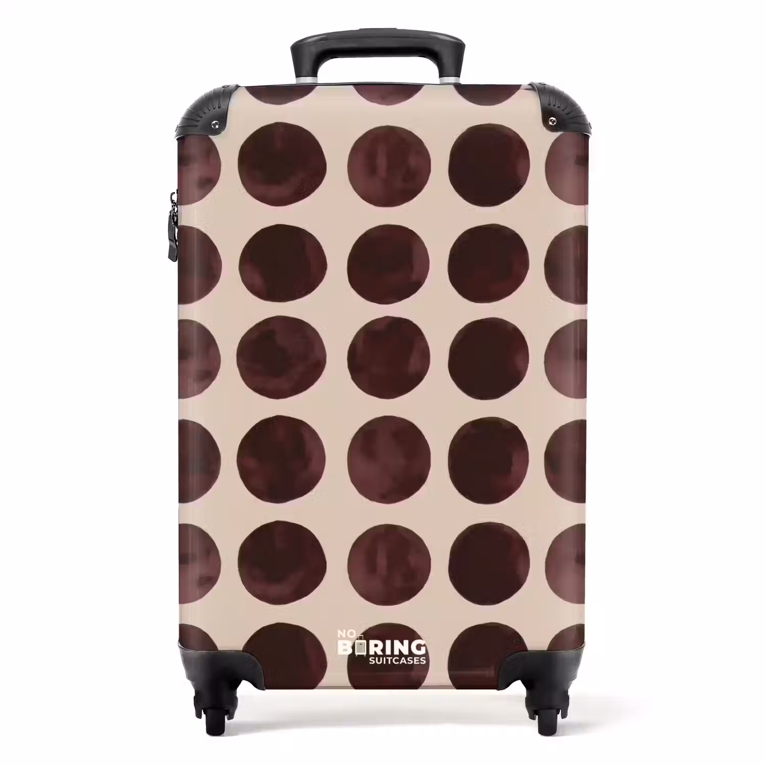 Stippen - Patroon - Bruin NBS - Handbagage koffer - Volwassenen Unisex middel -productfoto_recht